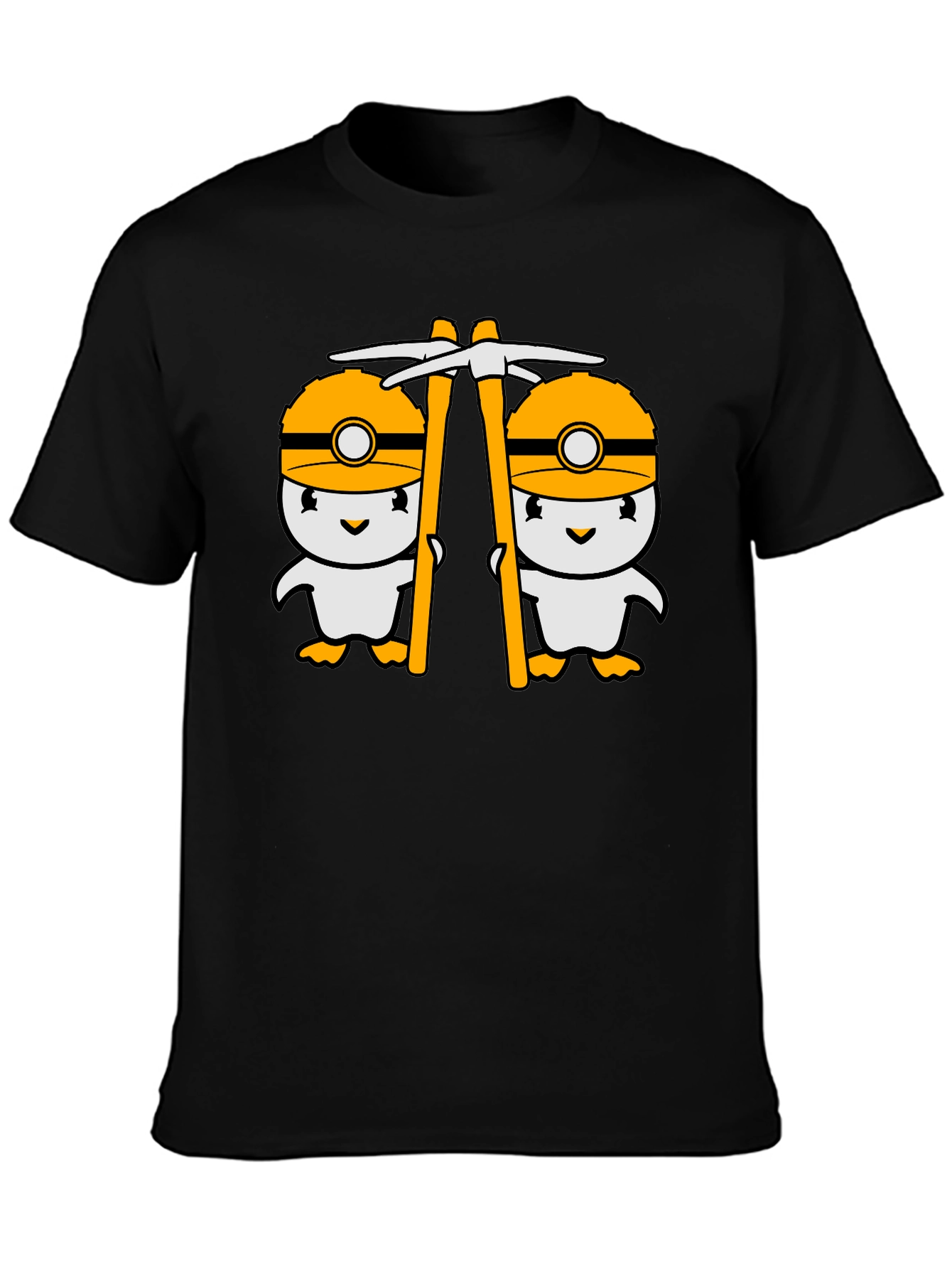 Cute Miner Duck T-Shirt - Black Cotton Tee