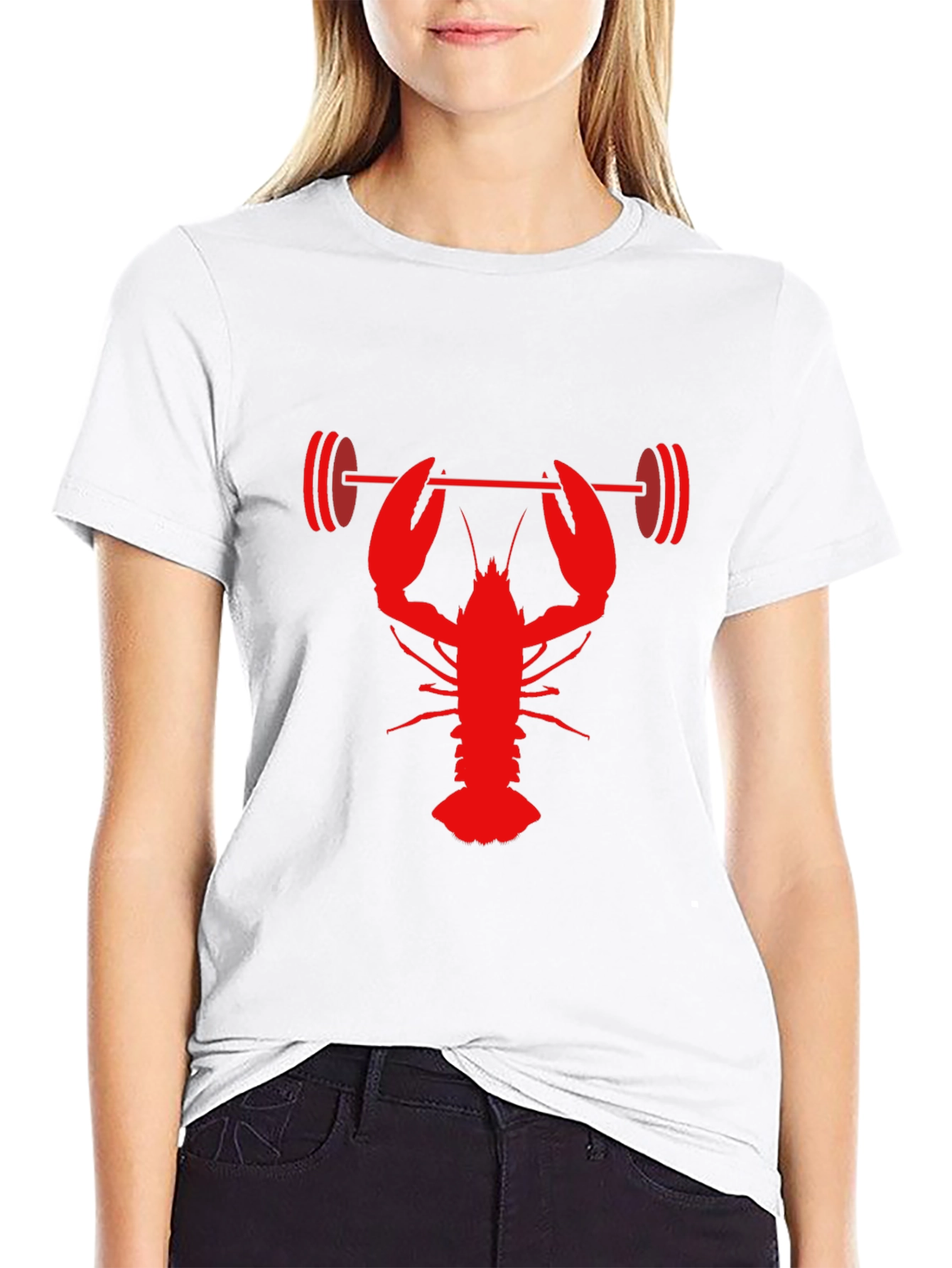 Lobster Lifting Barbell Graphic T-Shirt