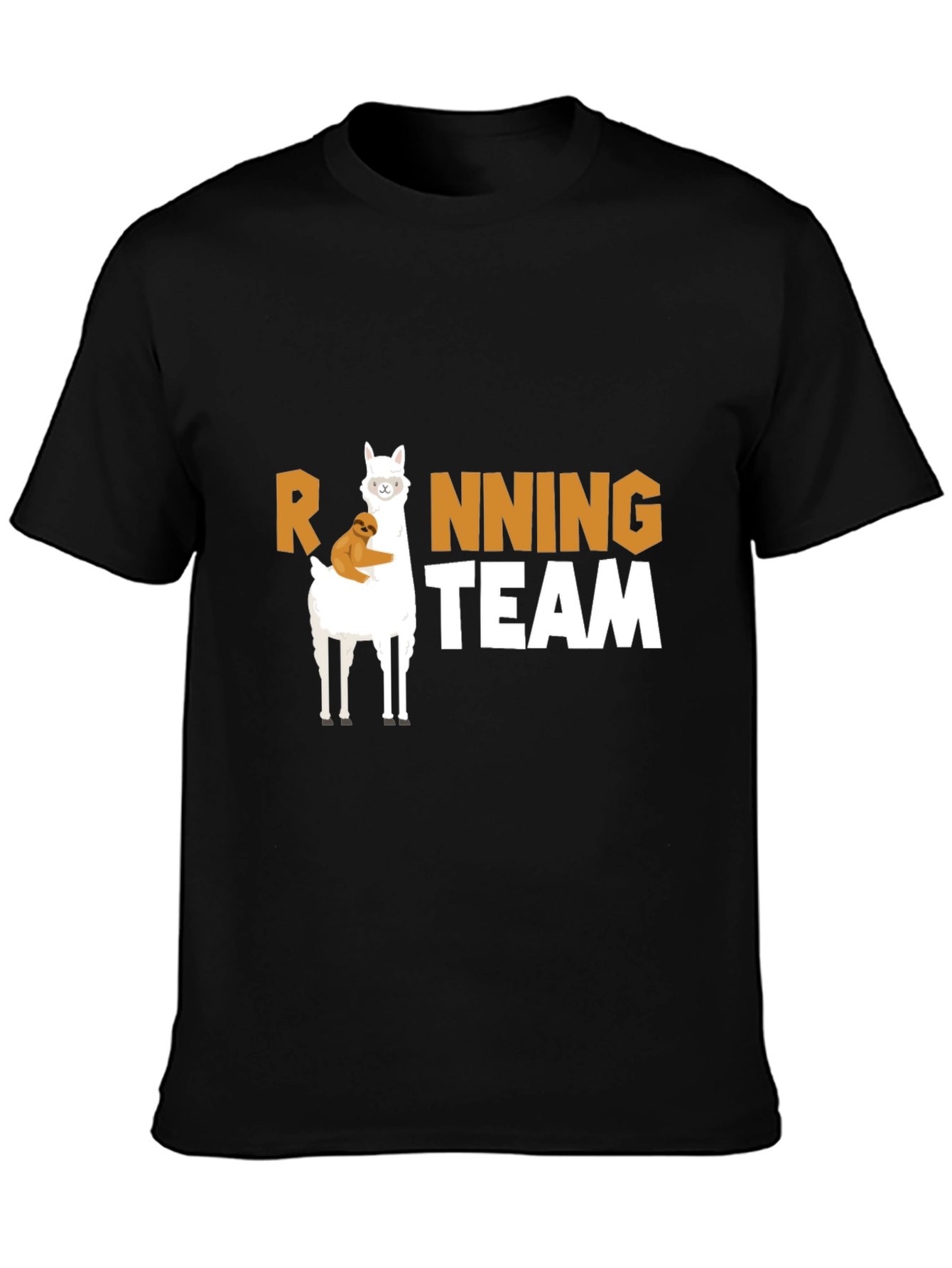 Llama & Sloth Running Team Black T-Shirt