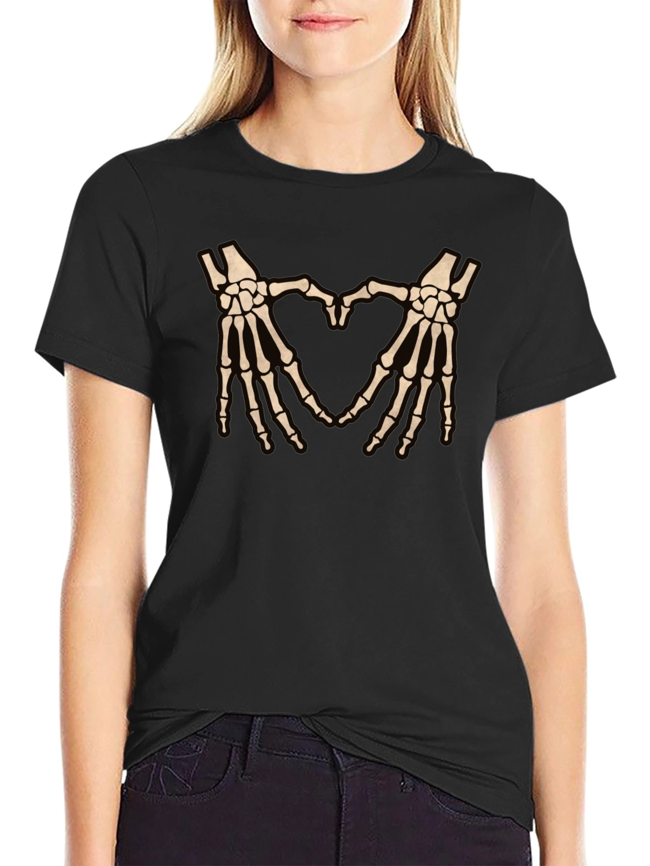 Skeleton Hands Heart Graphic T-Shirt