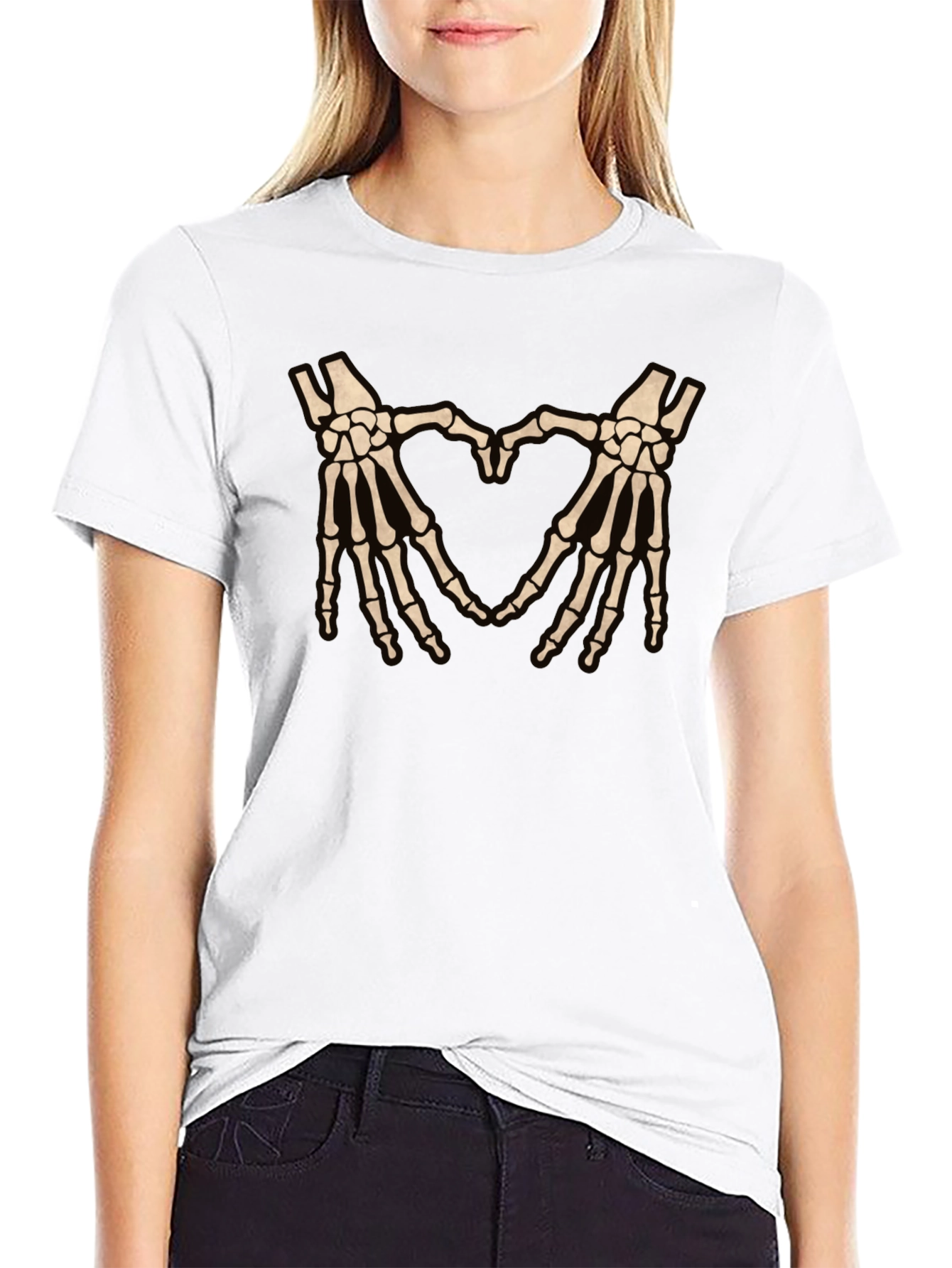 Skeleton Hands Heart Graphic T-Shirt