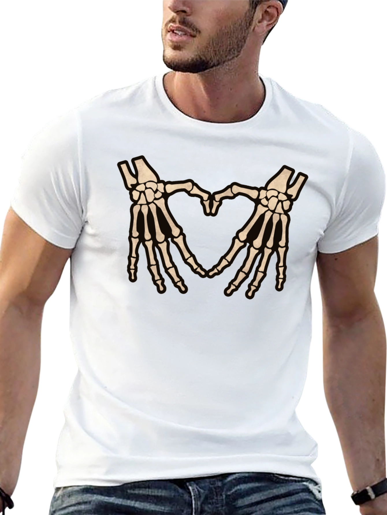 Skeleton Hands Heart Graphic T-Shirt
