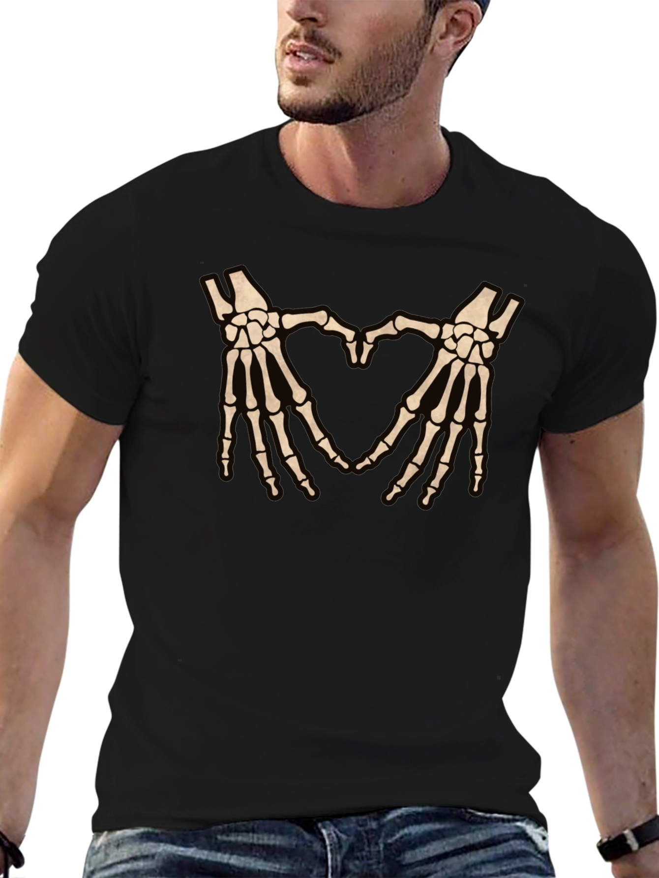Skeleton Hands Heart Graphic T-Shirt