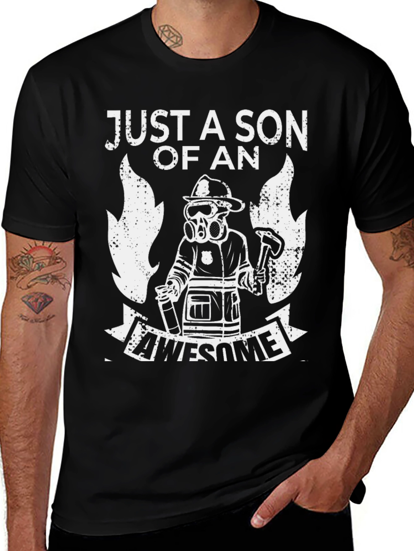 Firefighter Son T-Shirt Awesome Fireman Dad Gift