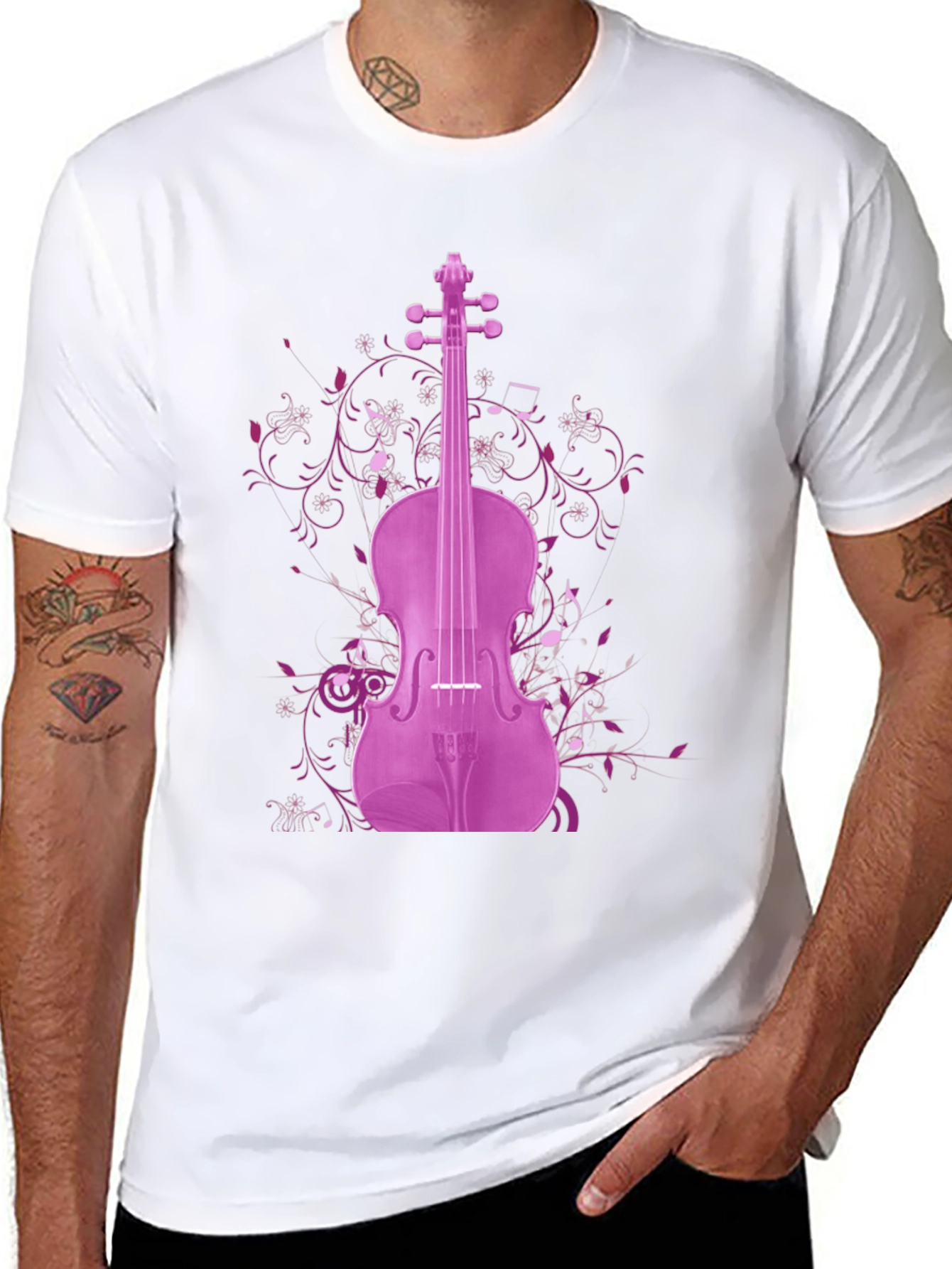 Musical Violin Graphic Tee - Black