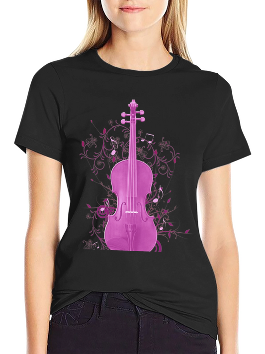 Musical Violin Graphic Tee - Black