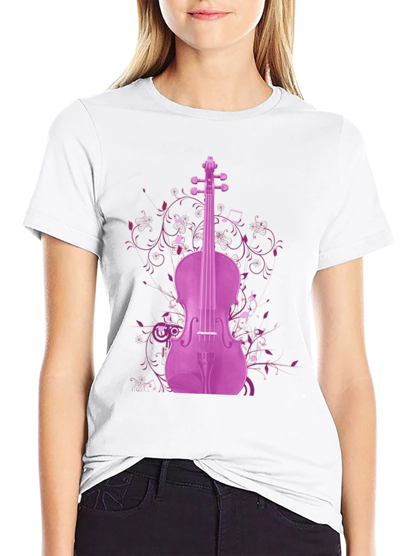 Musical Violin Graphic Tee - Black