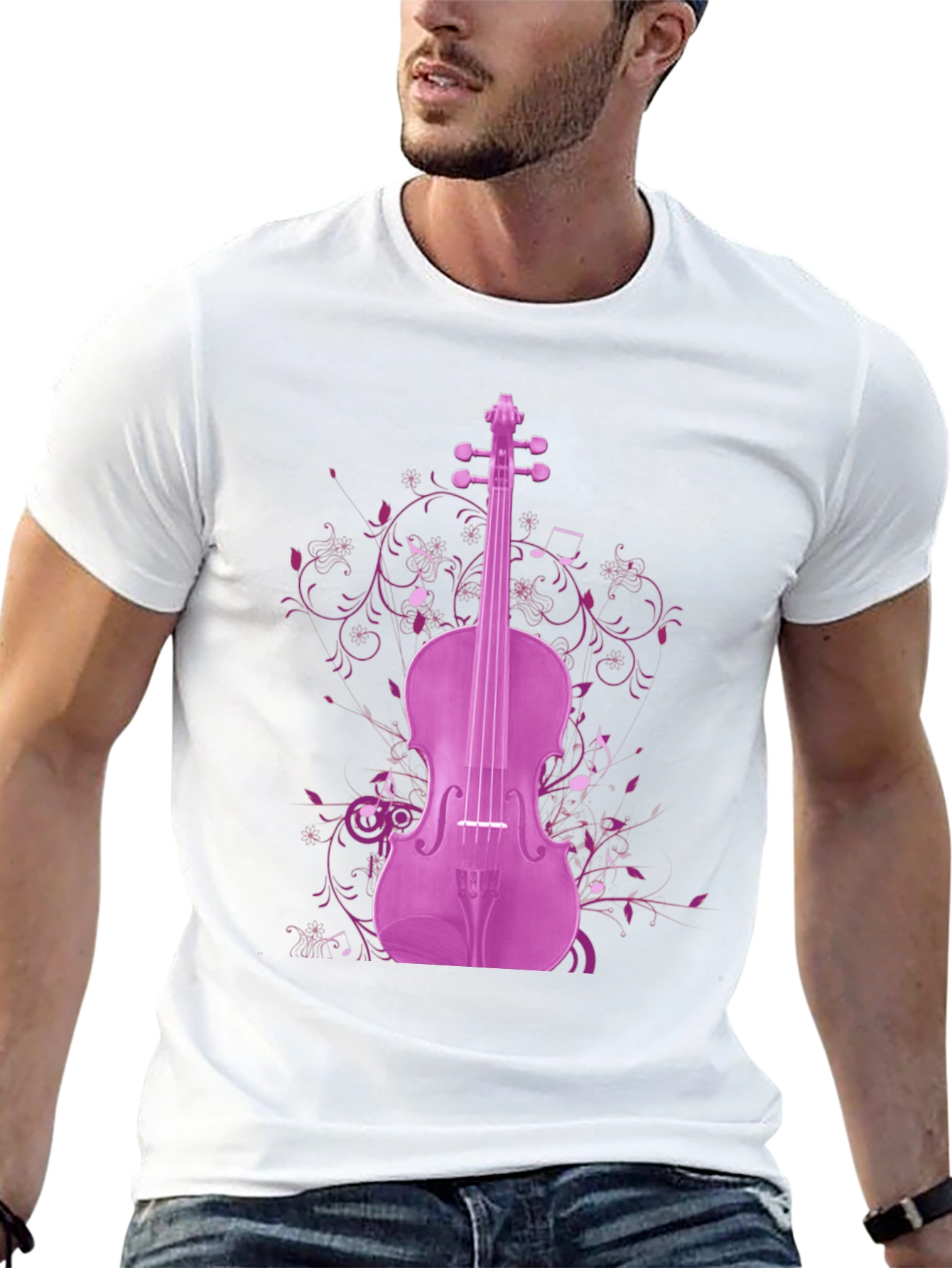 Musical Violin Graphic Tee - Black
