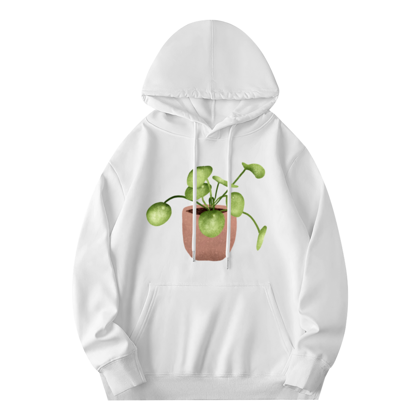 Watercolor Pilea Peperomioides Plant Parent Hoodie, Soft Botanical Sweatshirt