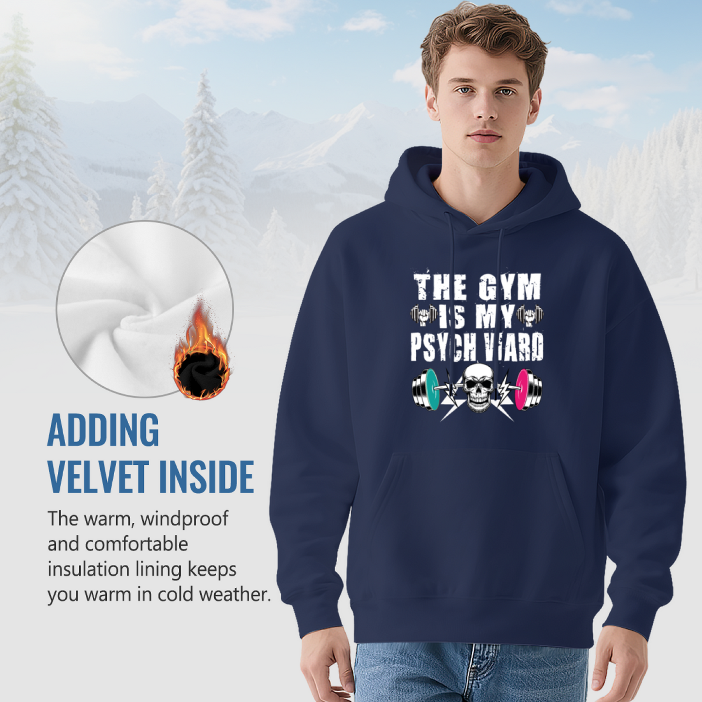 The Gym Is My Psych Ward Workout Cozy Navy Hoodie, Fitness Top