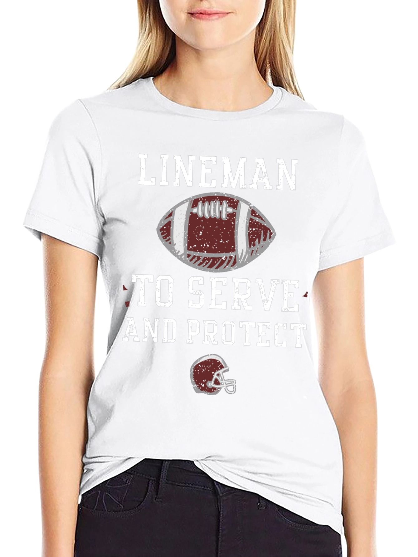 Lineman Football T-Shirt - Serve and Protect