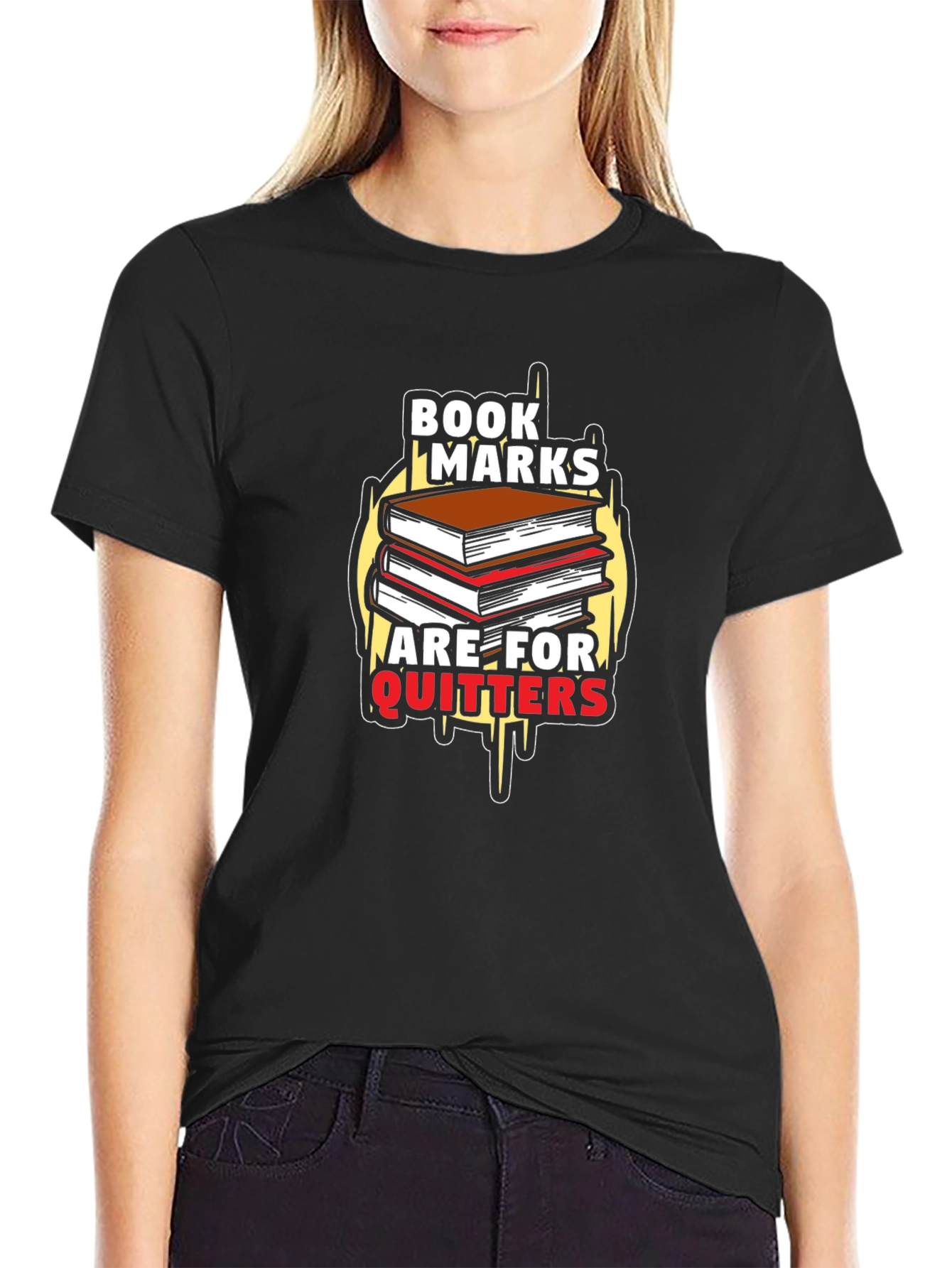 Bookmarks Are For Quitters Black T-Shirt