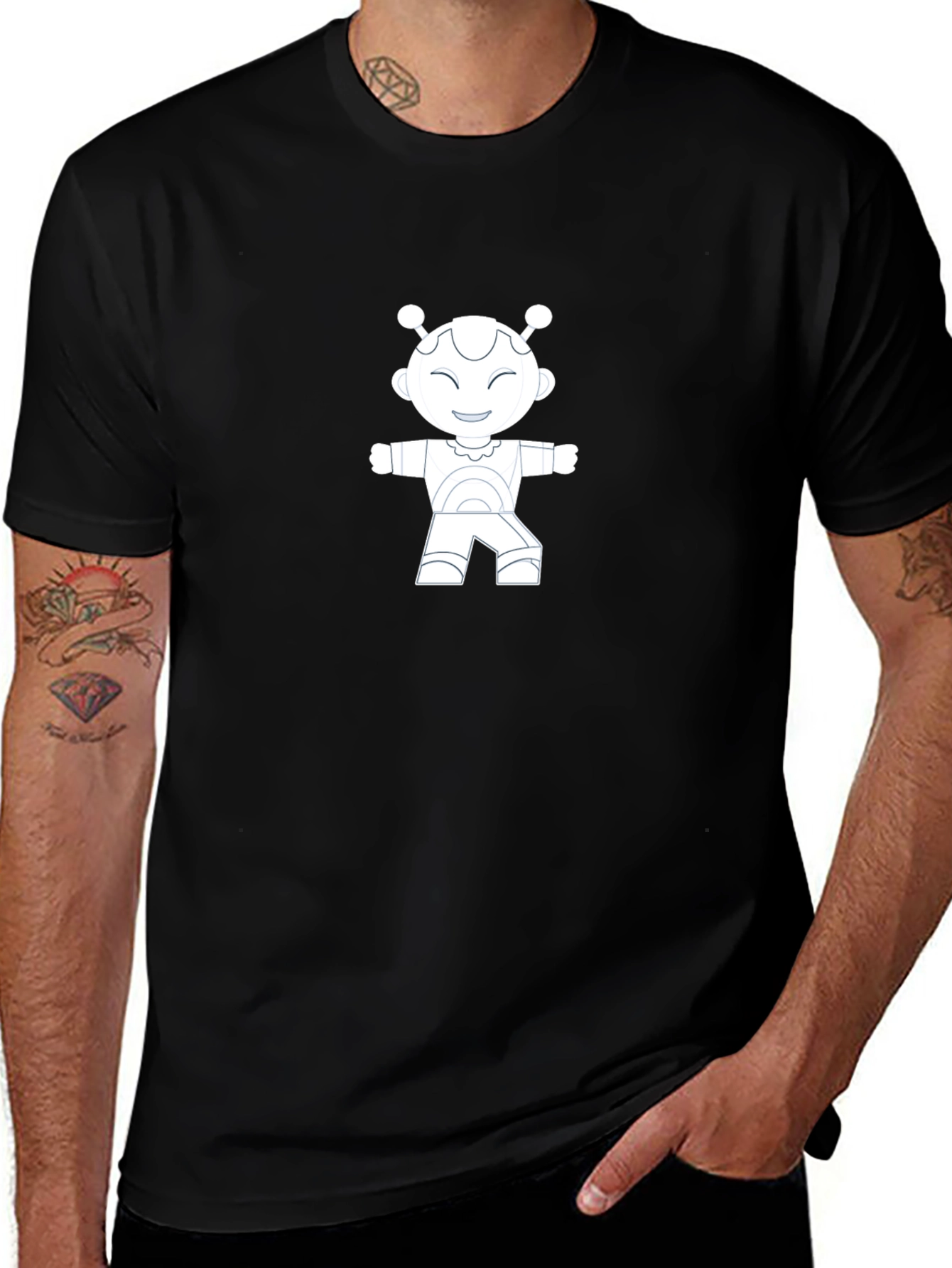 Robot Graphic Tee - Cool Black Shirt