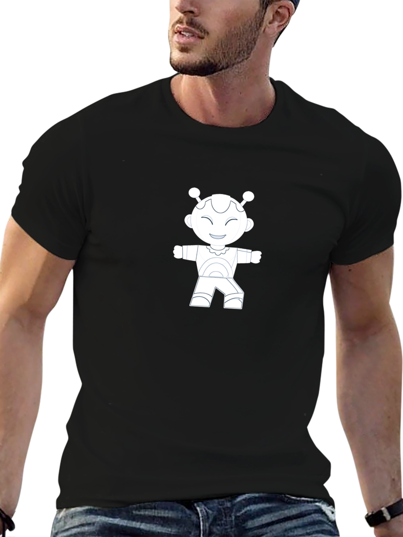 Robot Graphic Tee - Cool Black Shirt