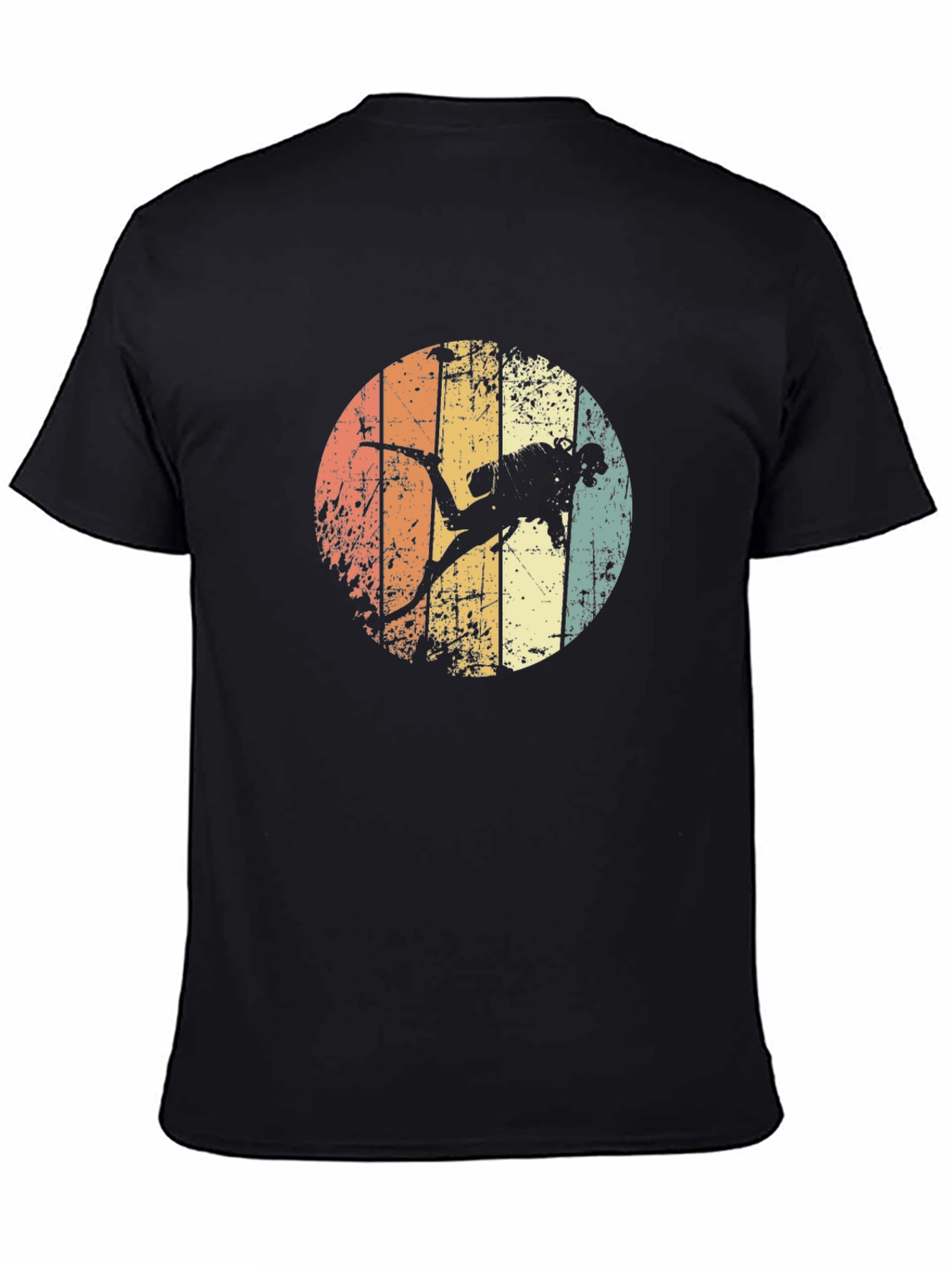 Retro Scuba Diver Graphic Tee - Black Cotton