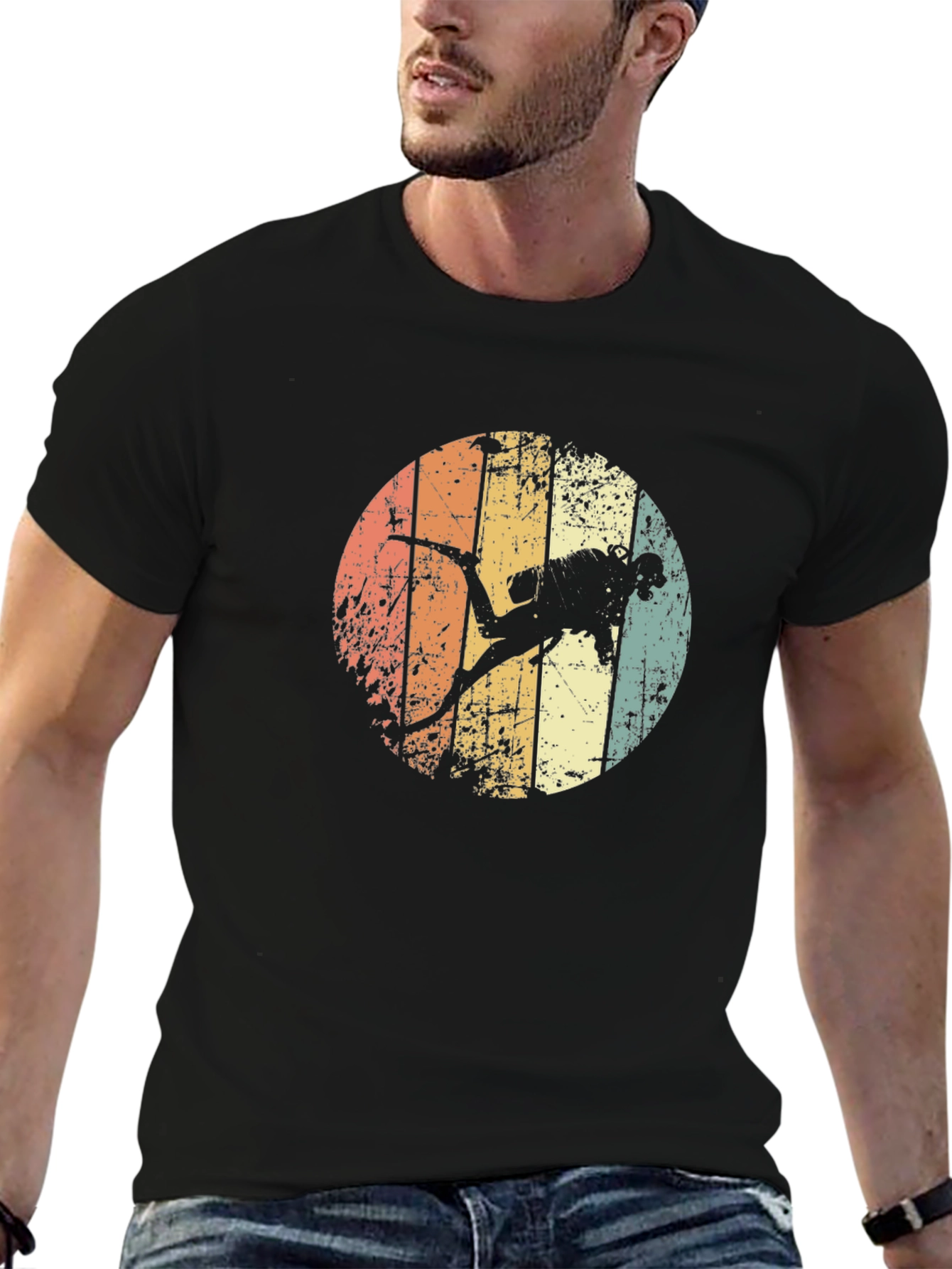 Retro Scuba Diver Graphic Tee - Black Cotton