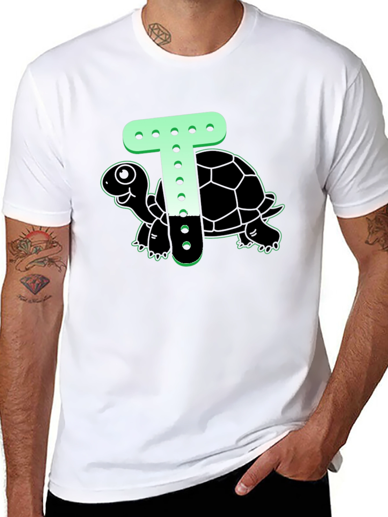 Turtle T-Shirt - Cartoon Letter Design