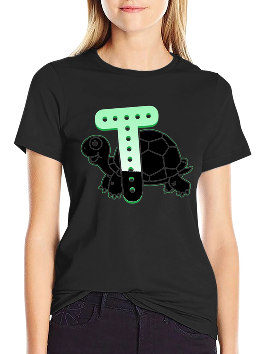 Turtle T-Shirt - Cartoon Letter Design