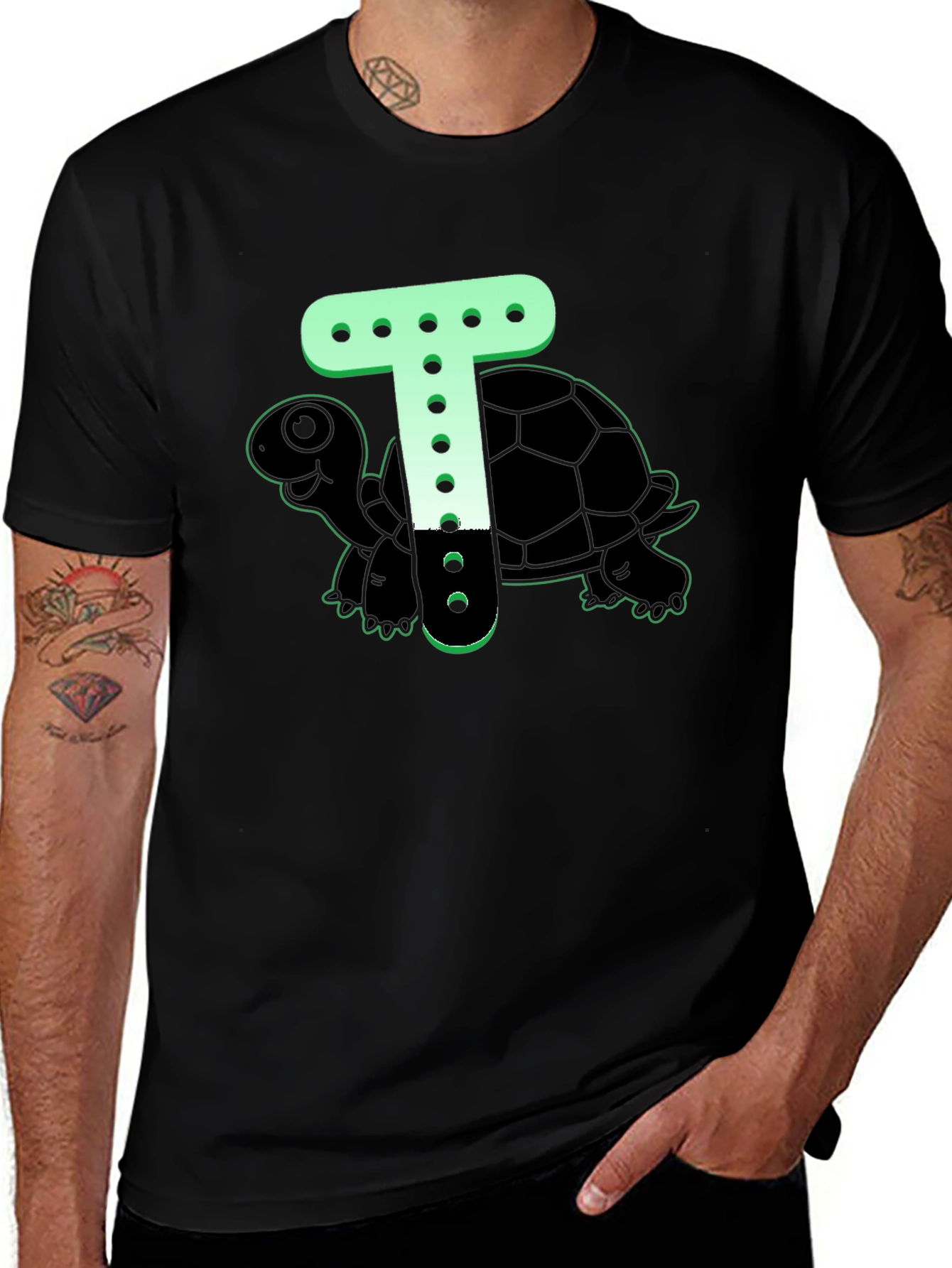 Turtle T-Shirt - Cartoon Letter Design