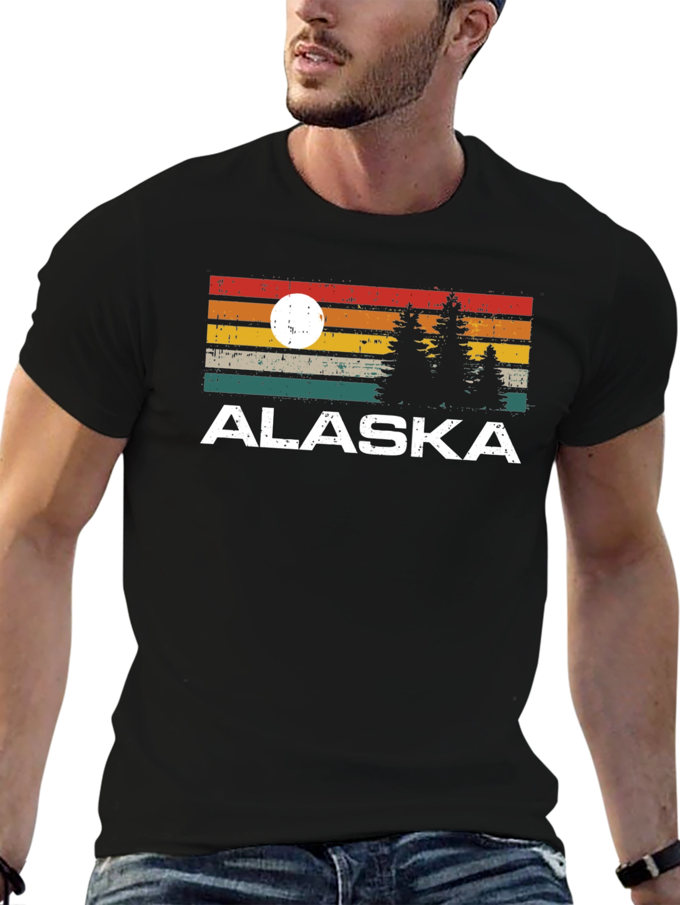 Alaska Graphic Tee Retro Style Black T-Shirt