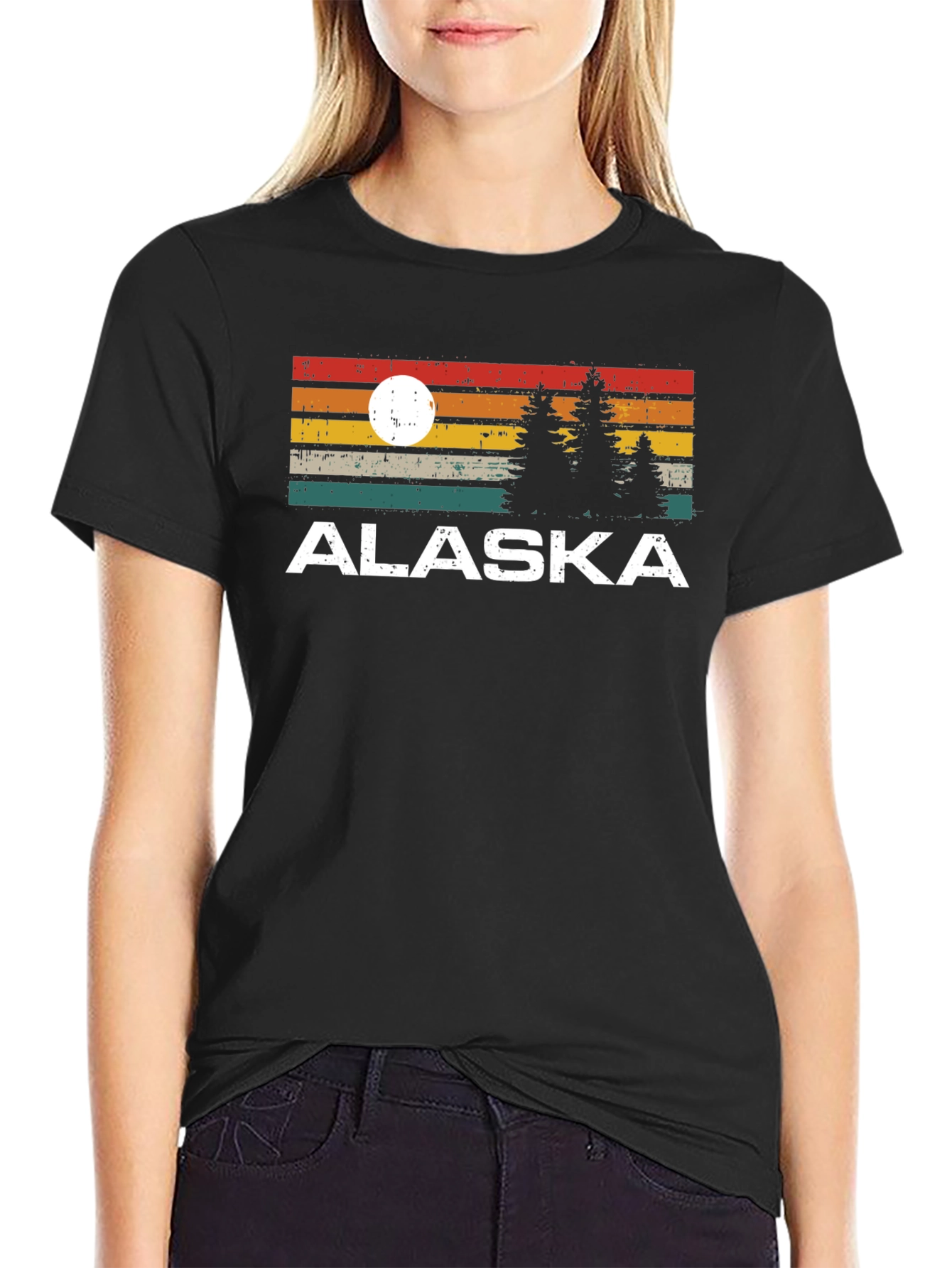 Alaska Graphic Tee Retro Style Black T-Shirt