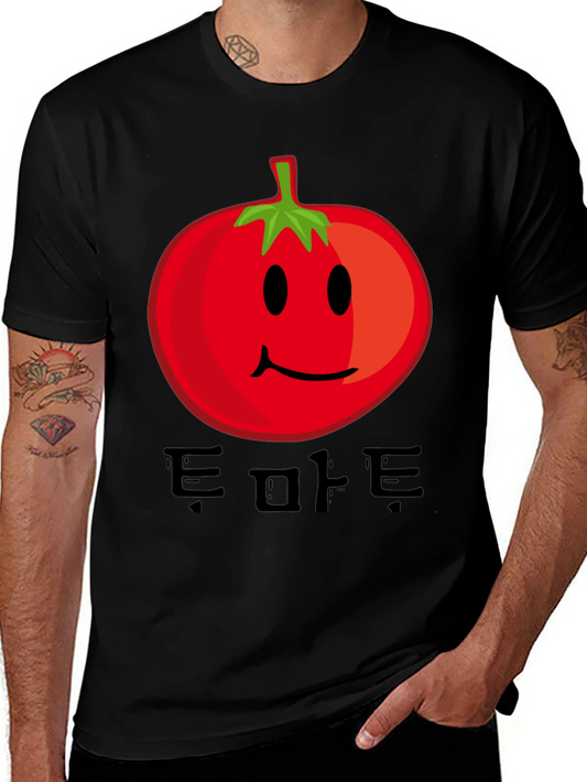 Tomato Smile Graphic T-Shirt - Korean Text