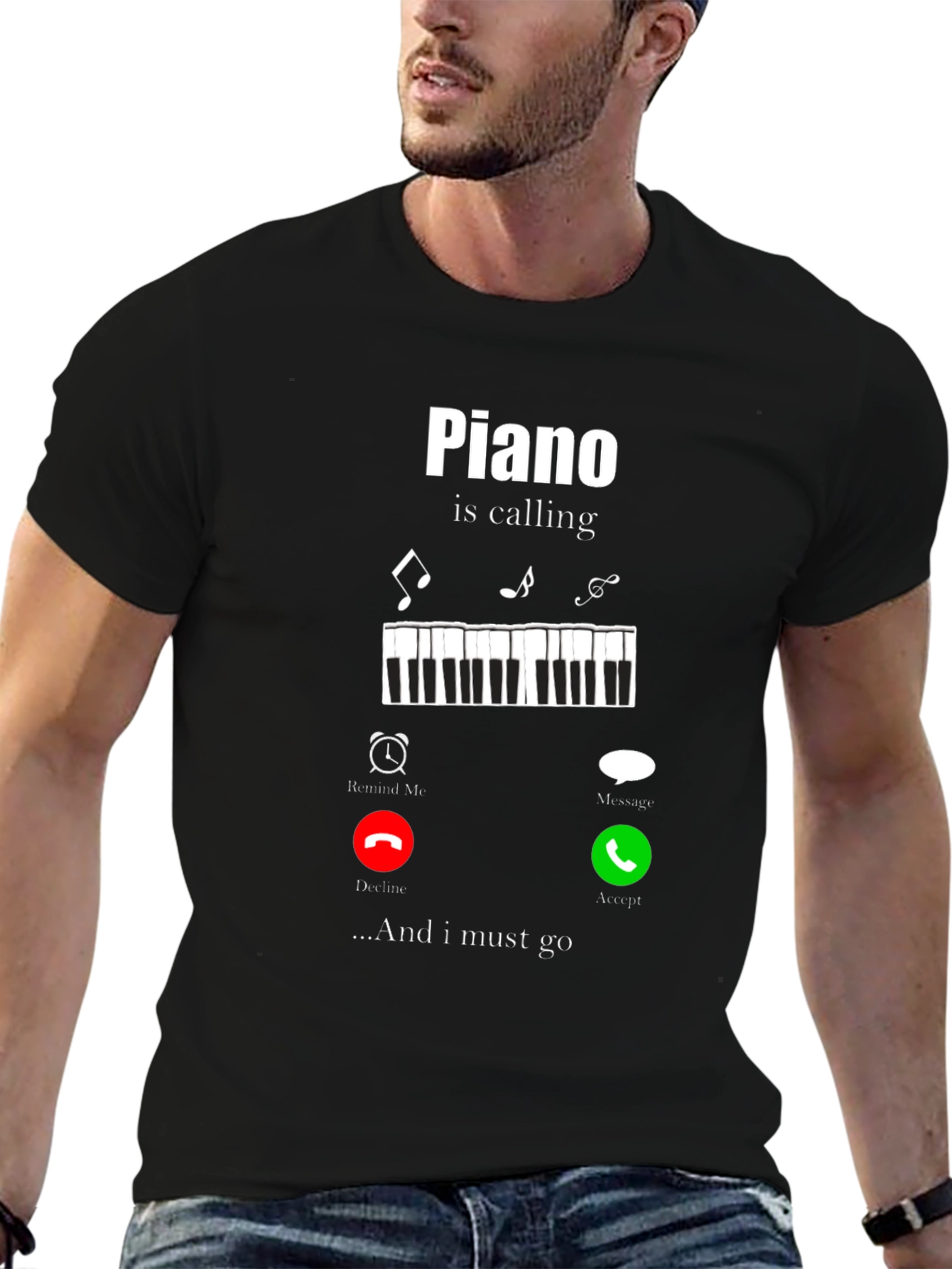 Piano Calling Mens Black T-Shirt