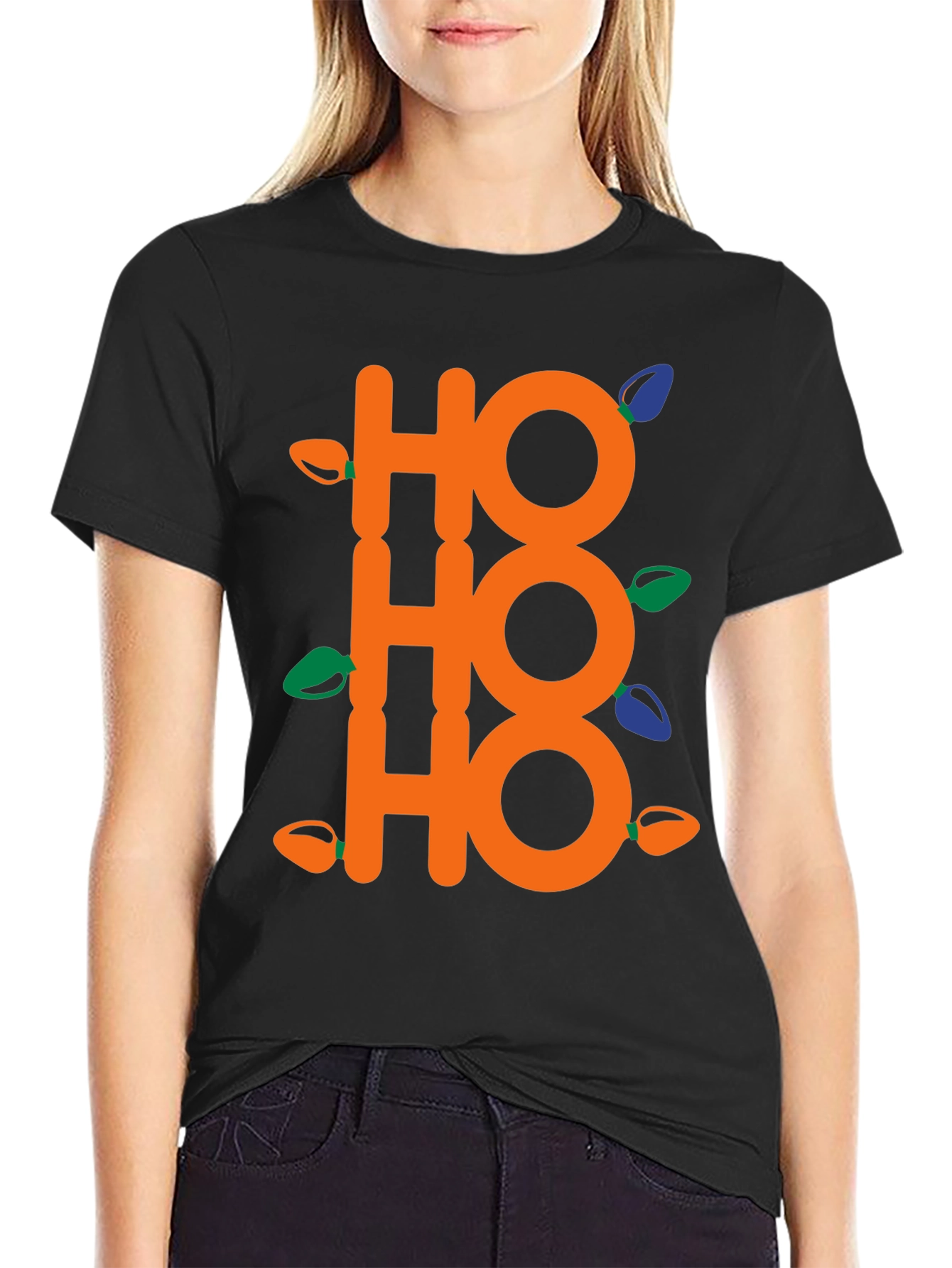 Festive Ho Ho Ho Christmas Lights T-Shirt