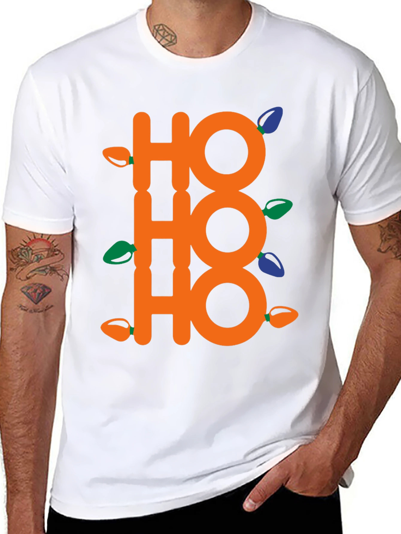 Festive Ho Ho Ho Christmas Lights T-Shirt