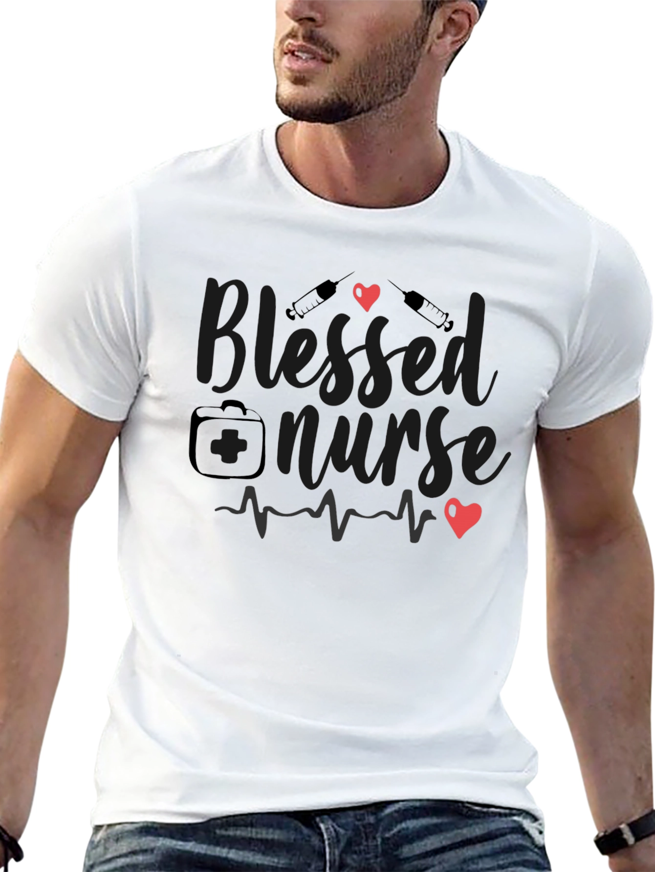 Blessed Nurse Black T-Shirt Medical Profession