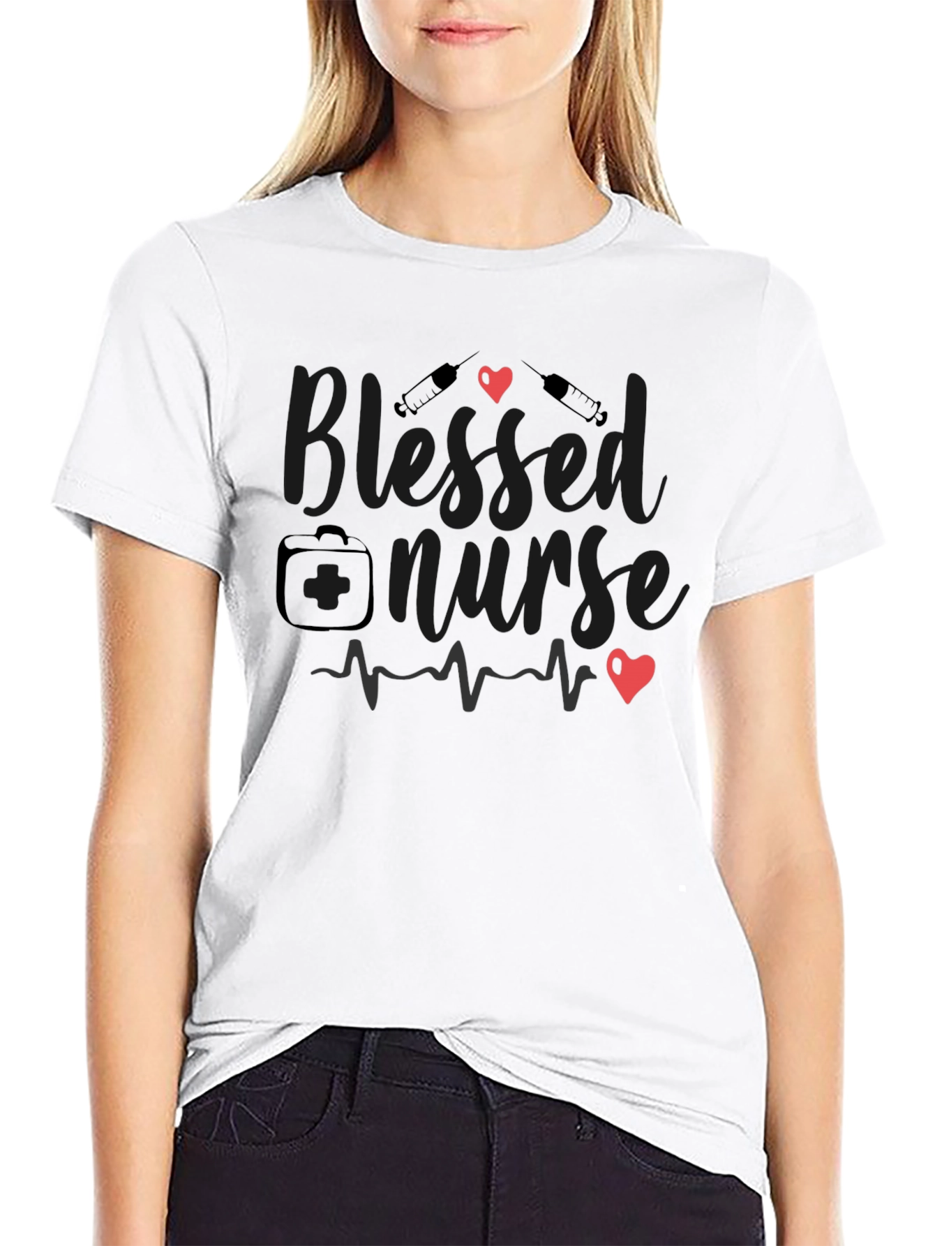 Blessed Nurse Black T-Shirt Medical Profession