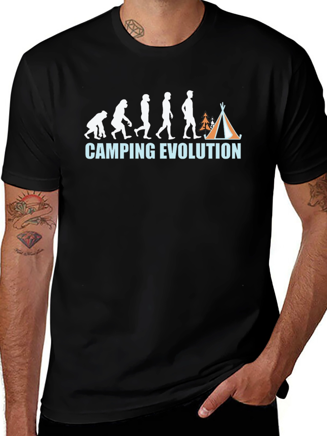 Camping Evolution T-Shirt - Funny Outdoor Adventure Tee