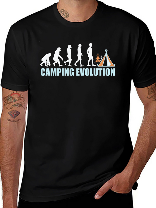 Camping Evolution T-Shirt - Funny Outdoor Adventure Tee
