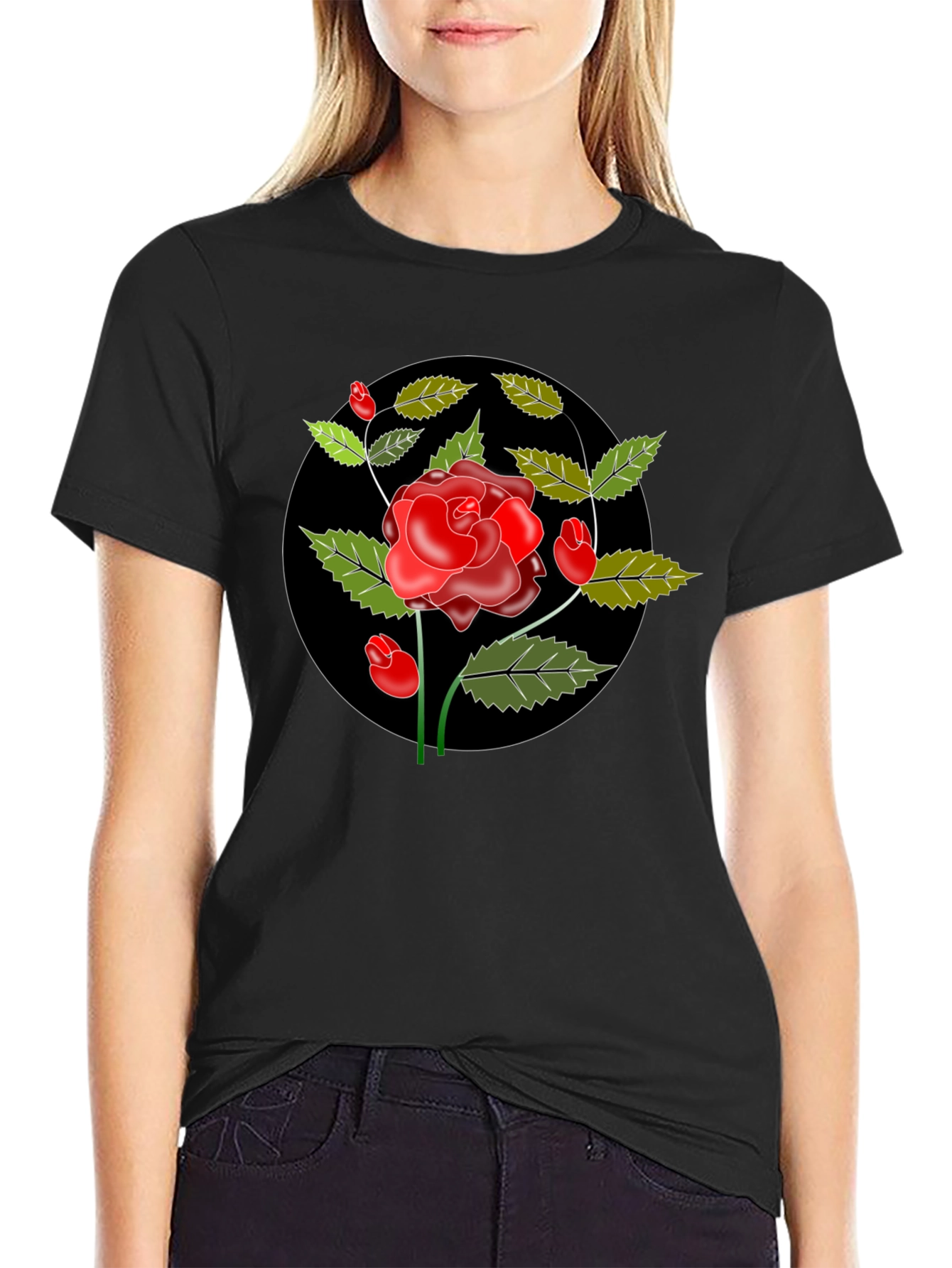 Black Rose Graphic Tee - Classic Style