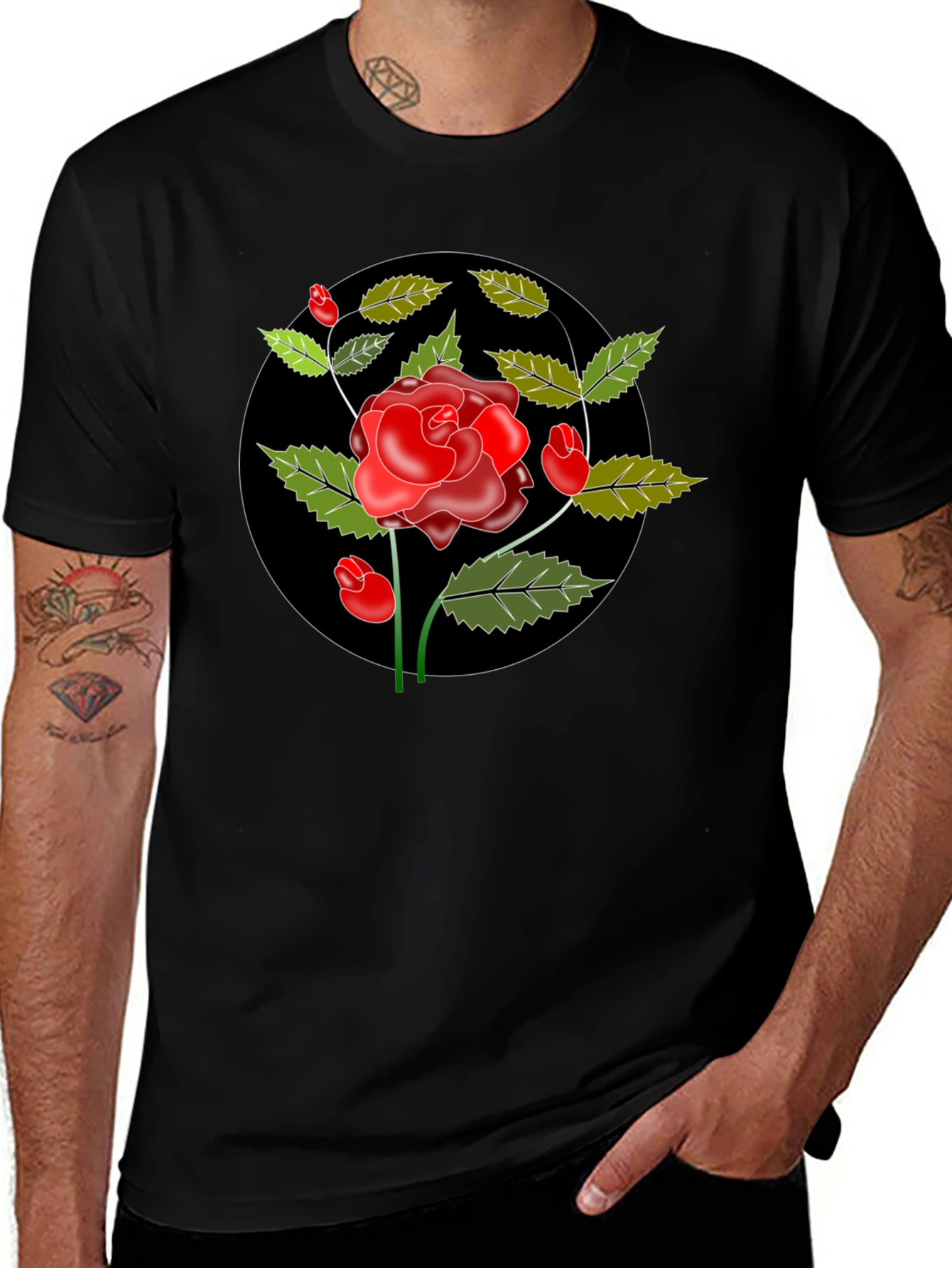 Black Rose Graphic Tee - Classic Style