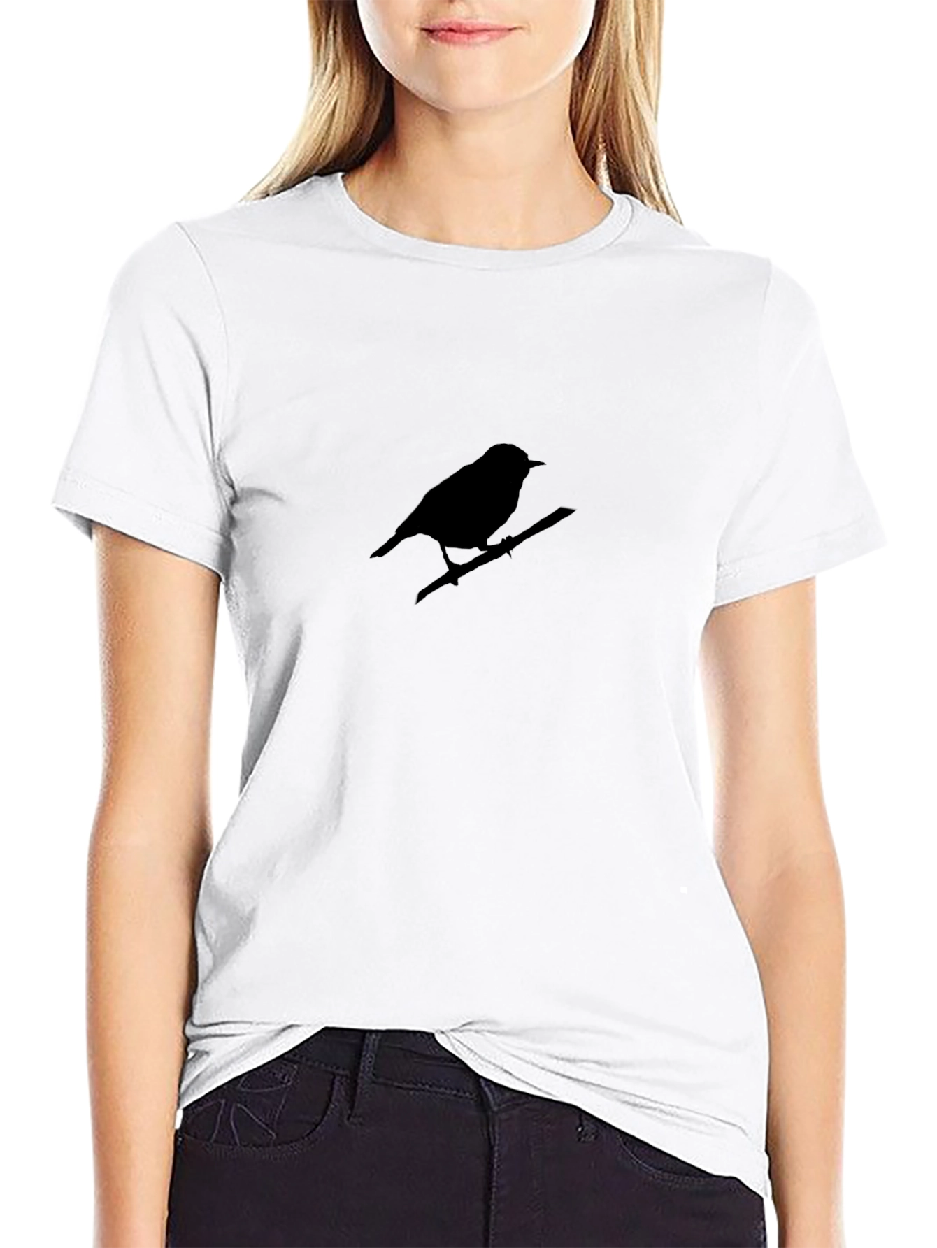 Mens Black Bird on Branch Graphic Tee
