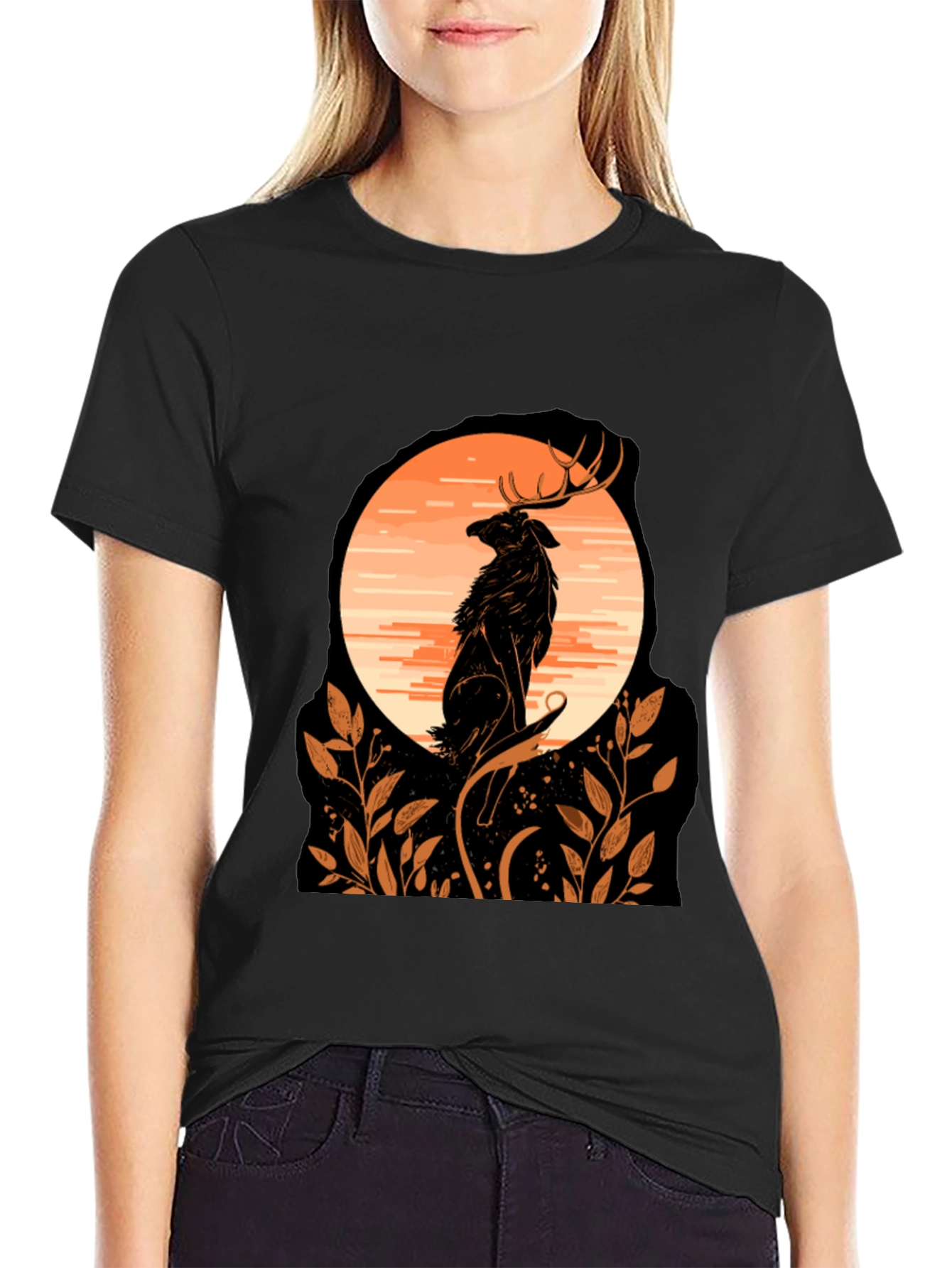 Wildlife Sunset Graphic Tee - Black