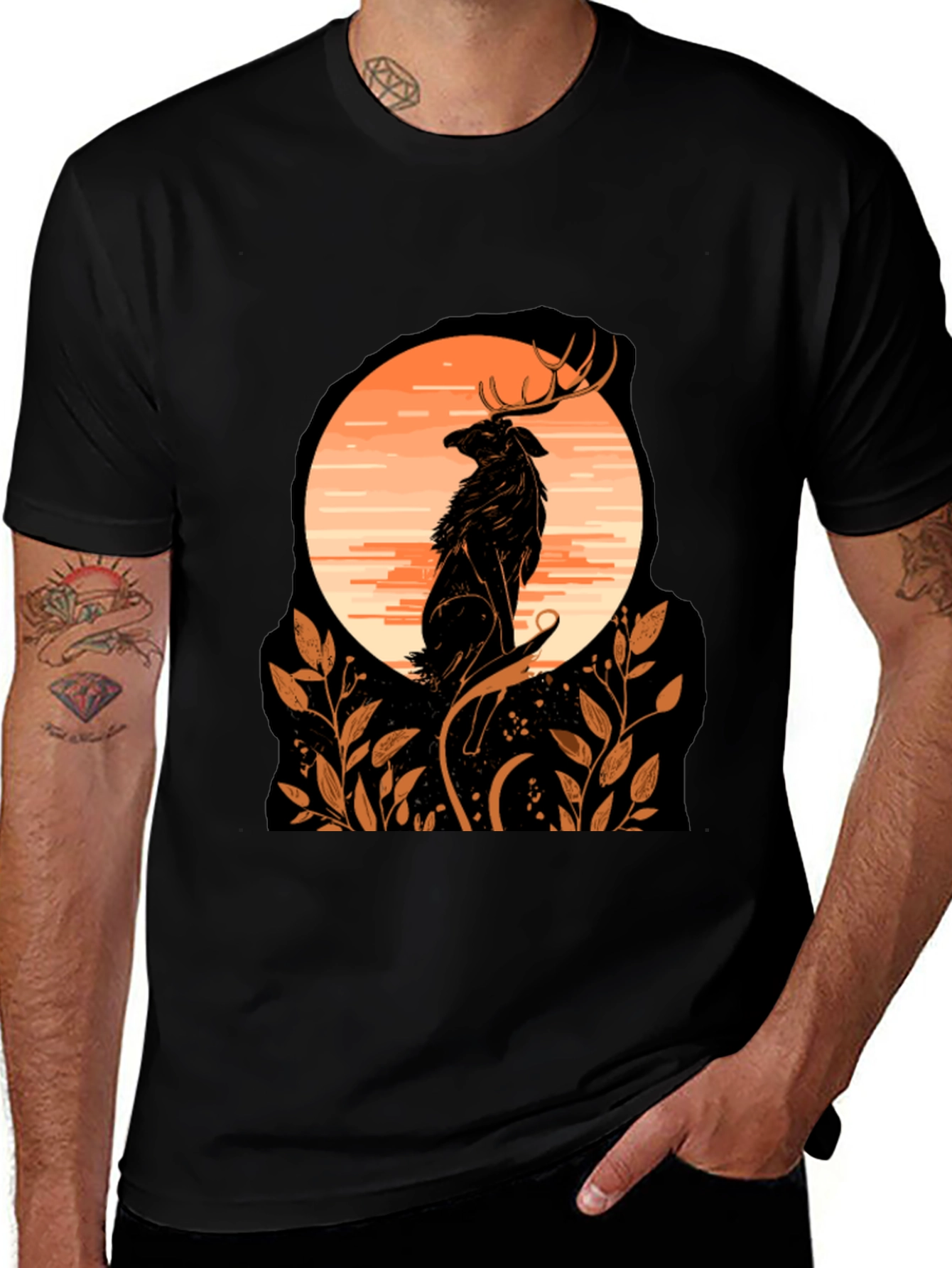 Wildlife Sunset Graphic Tee - Black