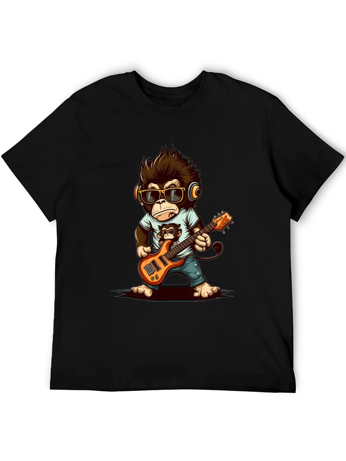 Cool Monkey Guitarist Graphic Tee