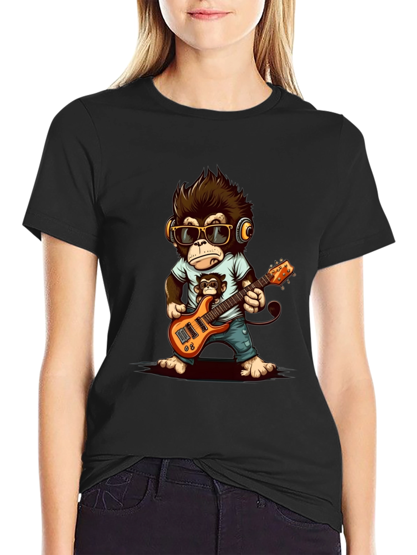 Cool Monkey Guitarist Graphic Tee