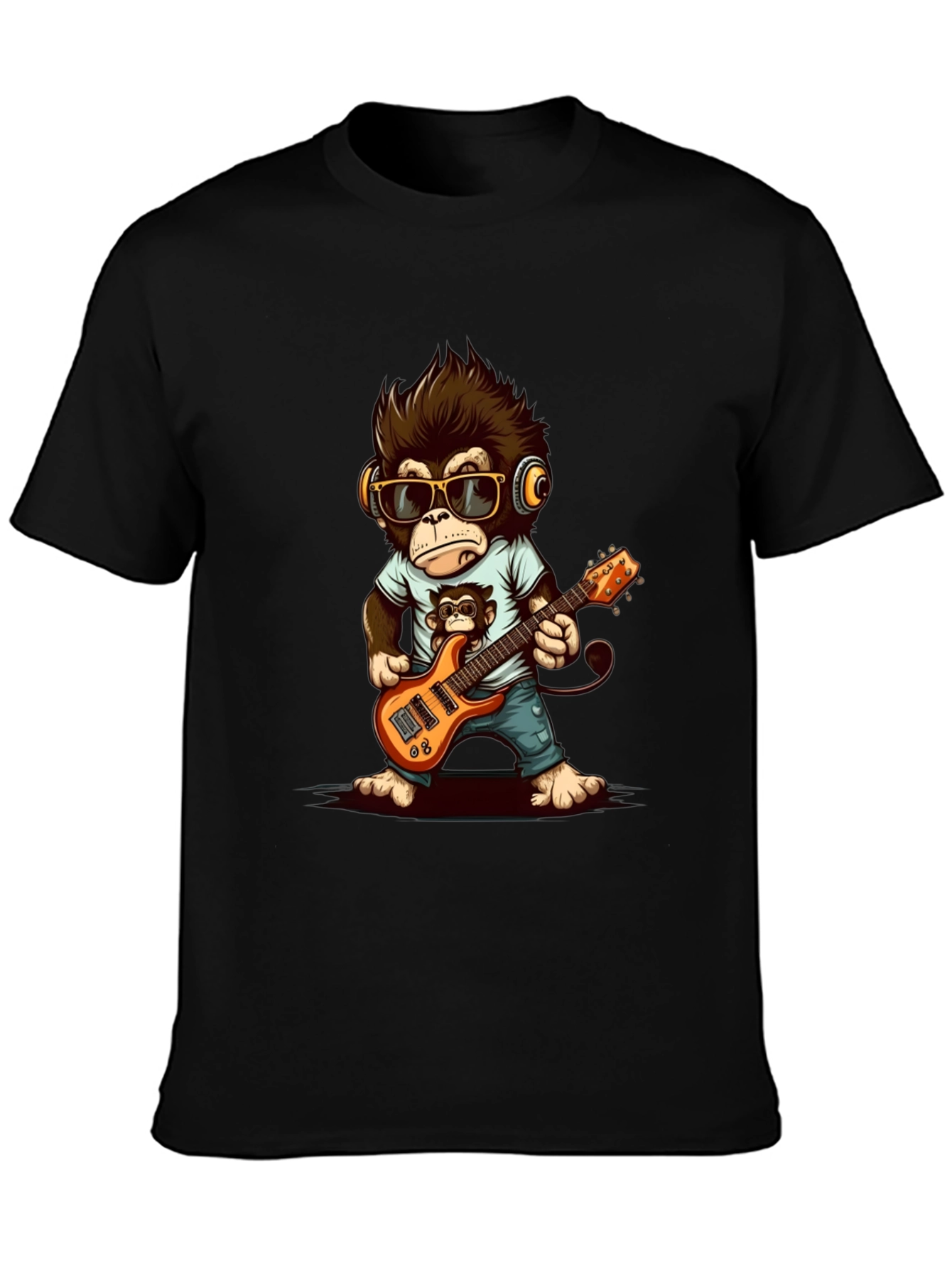 Cool Monkey Guitarist Graphic Tee