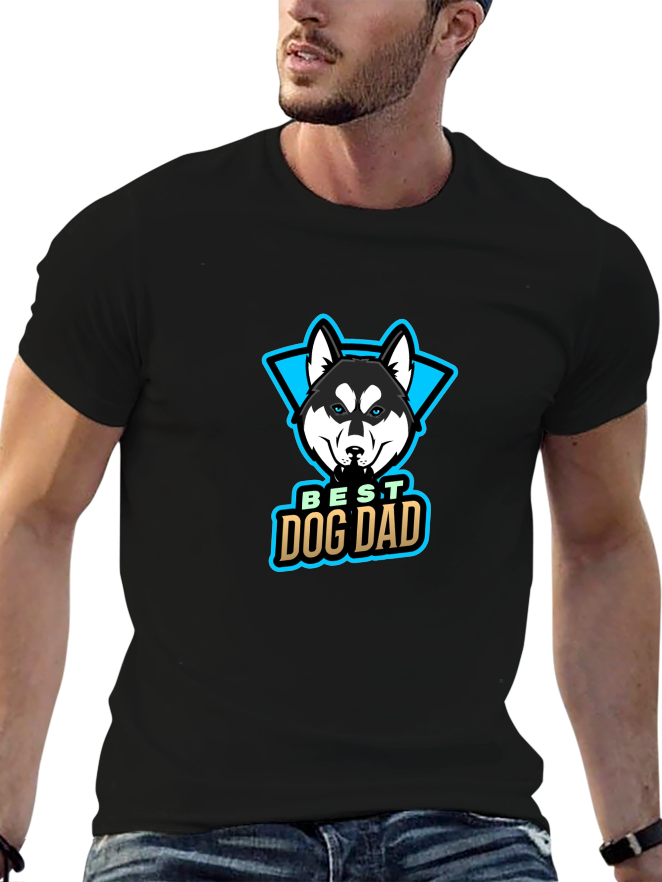 Best Dog Dad T-Shirt - Husky Design