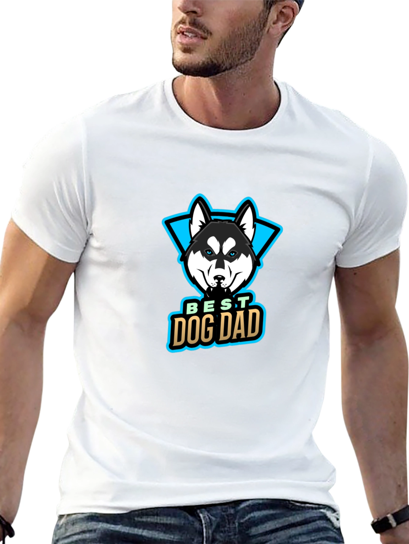 Best Dog Dad T-Shirt - Husky Design