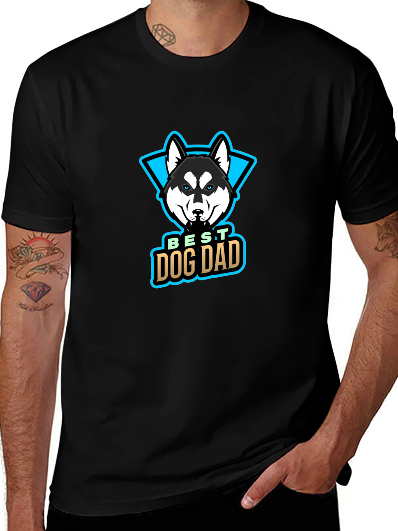 Best Dog Dad T-Shirt - Husky Design
