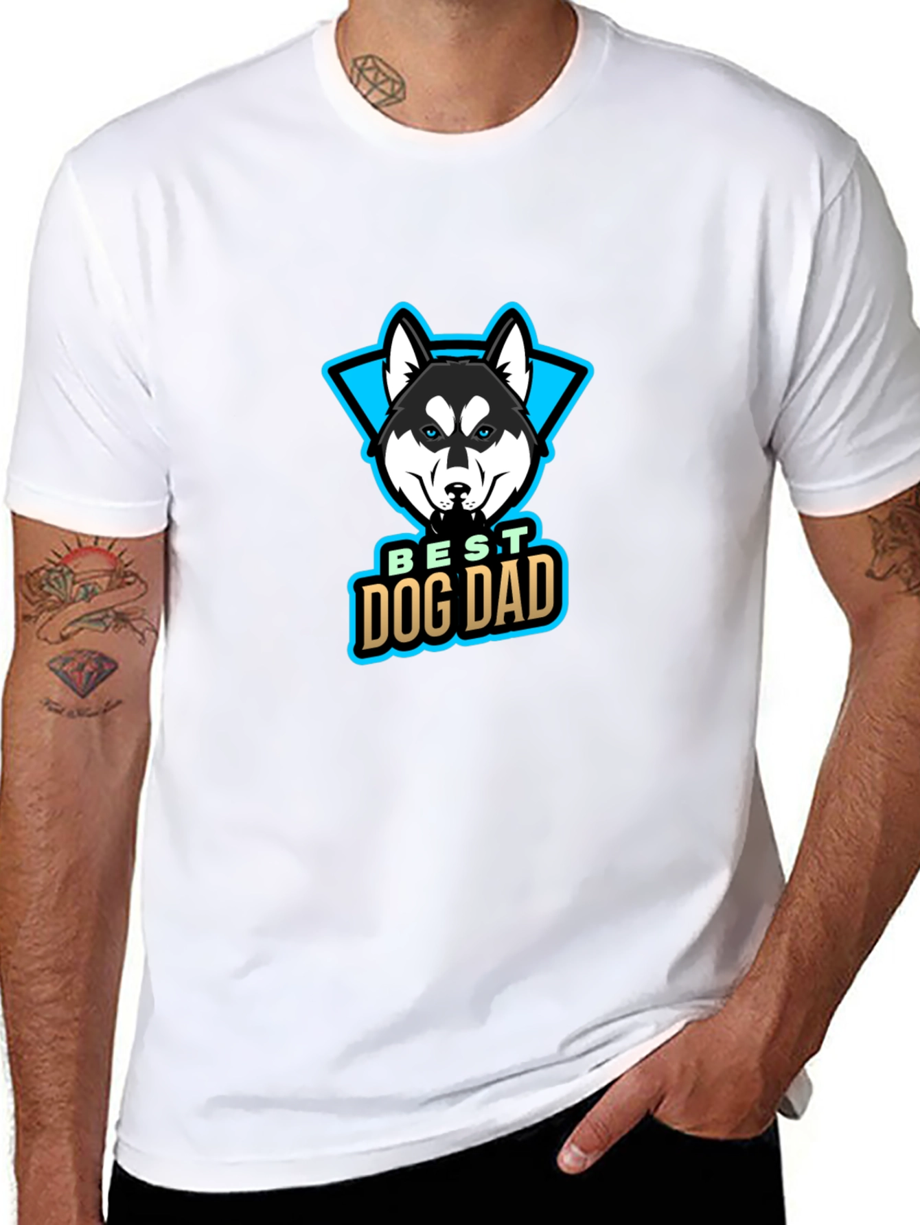 Best Dog Dad T-Shirt - Husky Design
