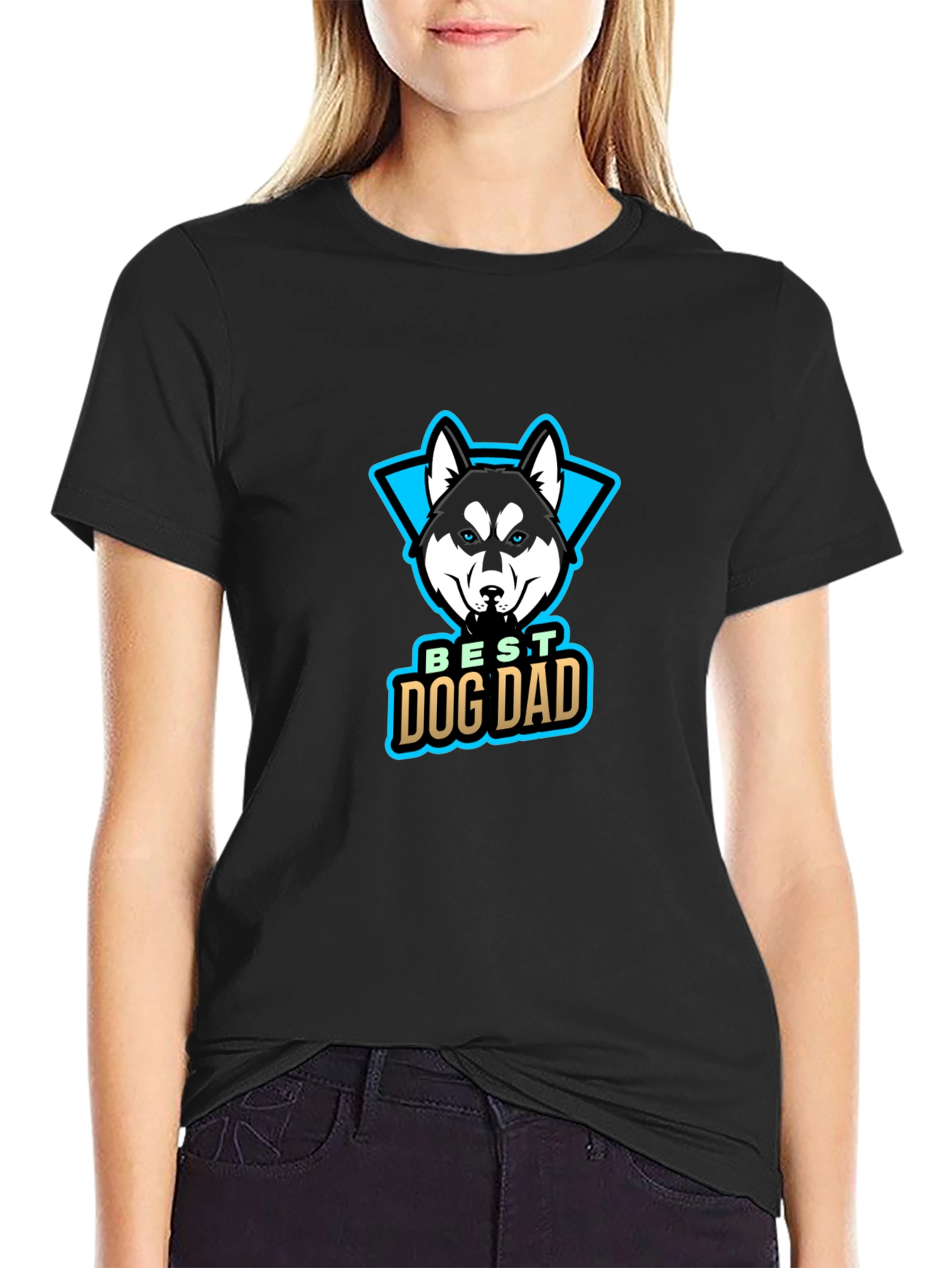 Best Dog Dad T-Shirt - Husky Design