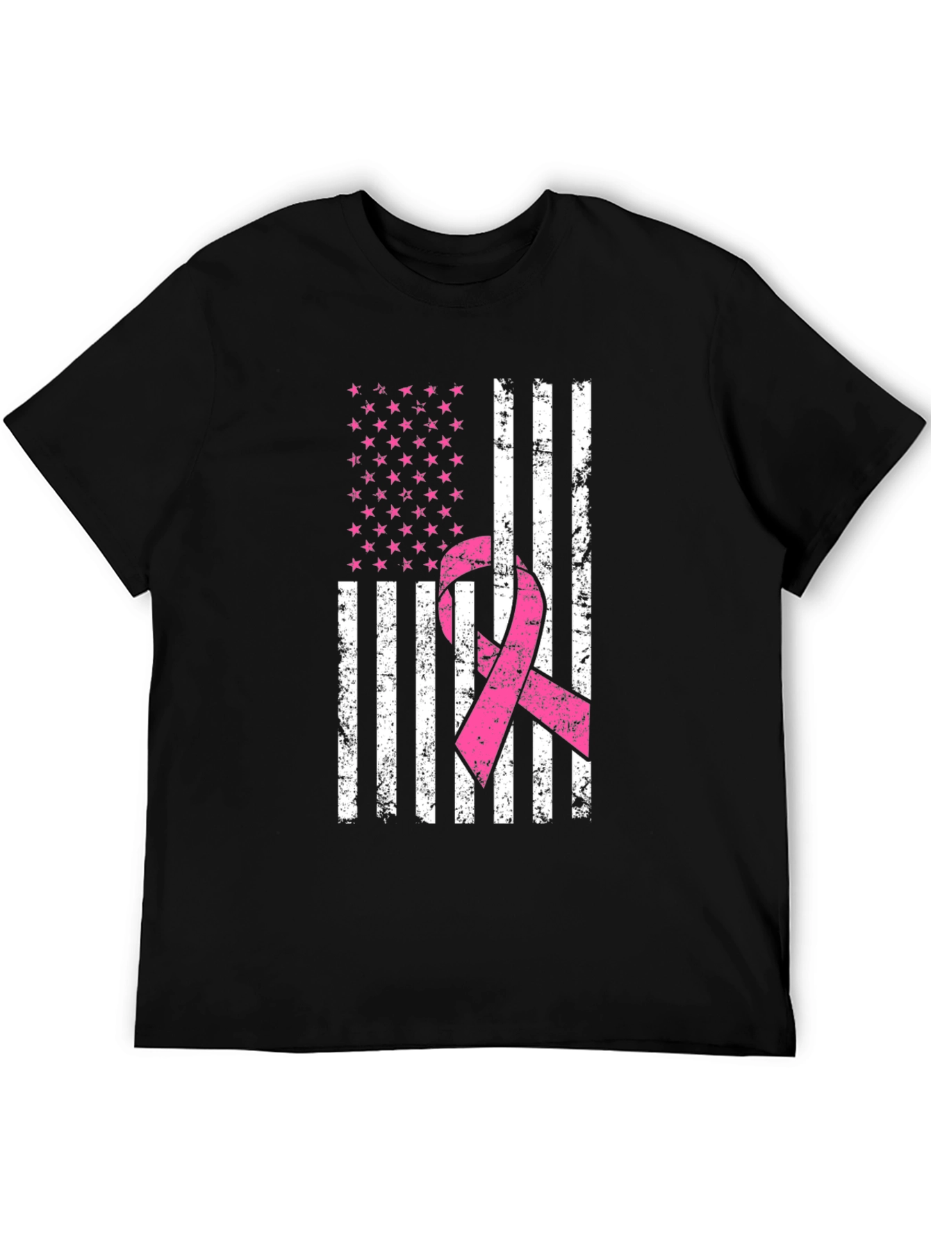 Distressed Flag Breast Cancer Awareness T-Shirt