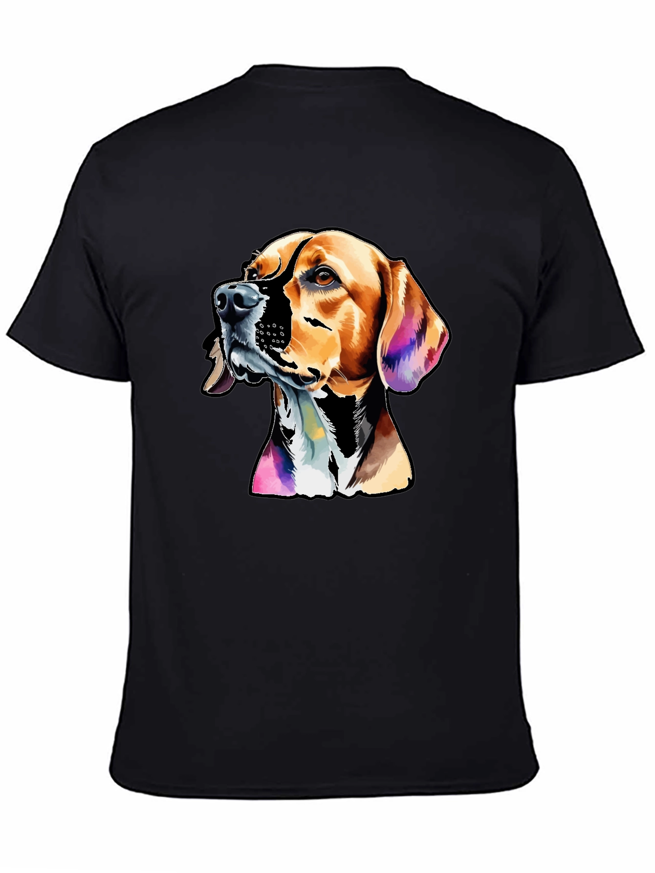 Dog Graphic Print Mens Black T-Shirt