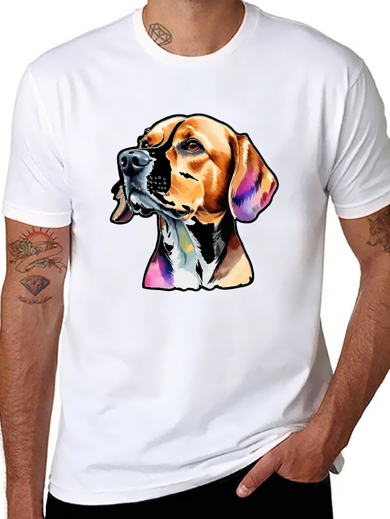 Dog Graphic Print Mens Black T-Shirt