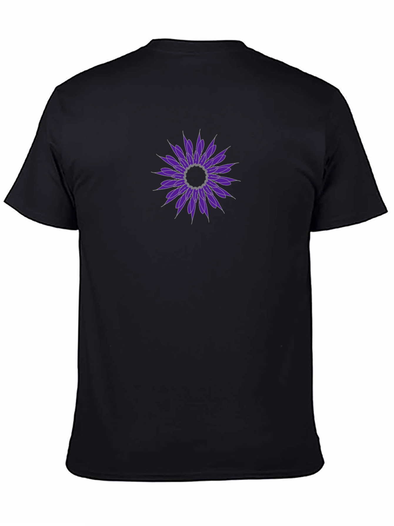 Black Tee with Purple Floral Design